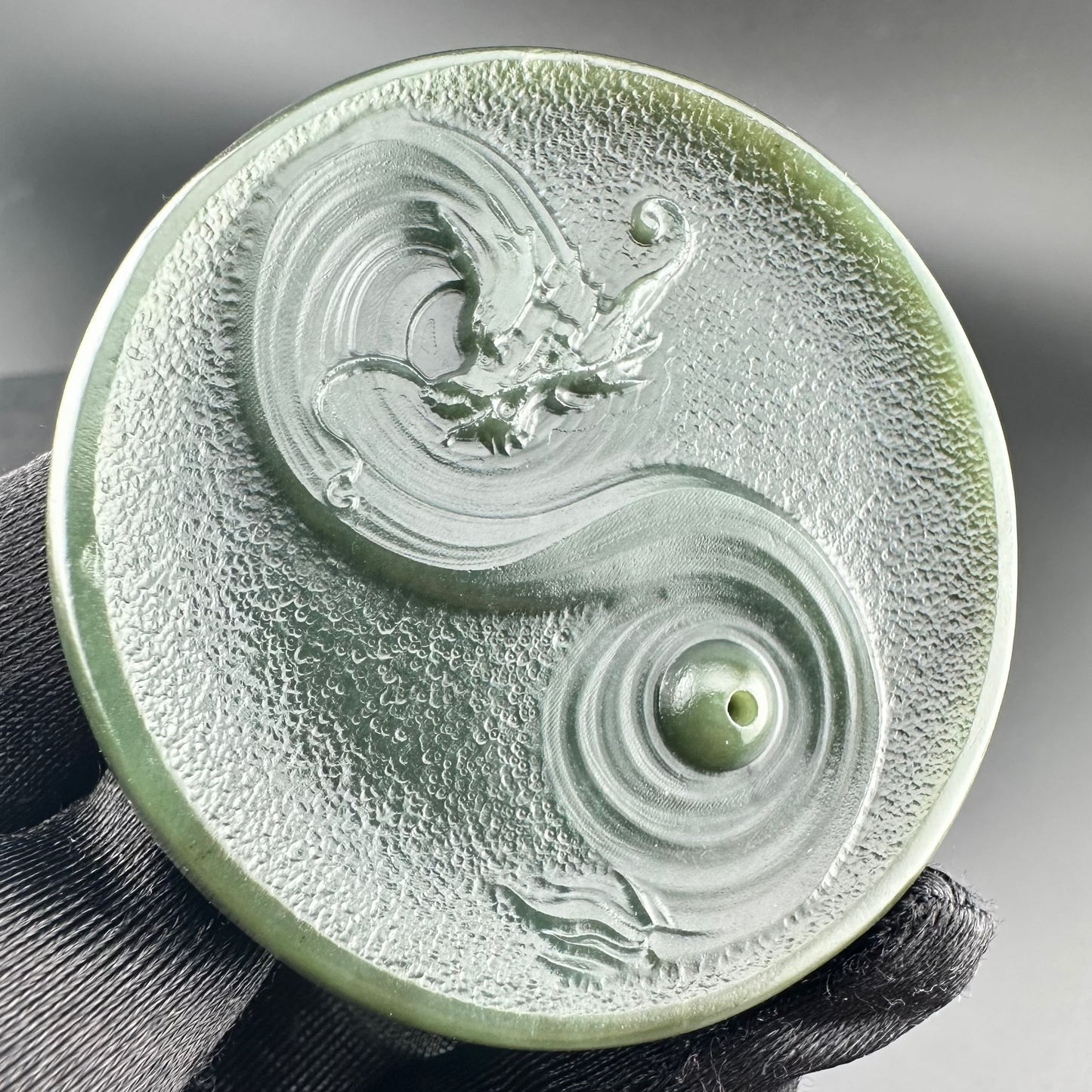 #1058 Natural Hetian Nephrite, Dragon Incense Holder