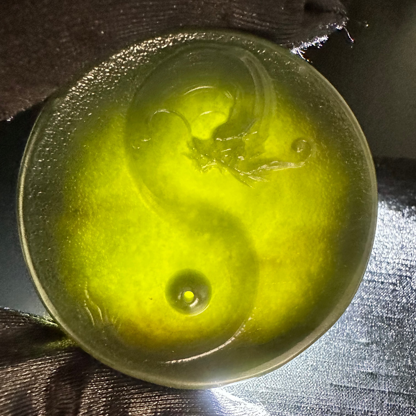 #1058 Natural Hetian Nephrite, Dragon Incense Holder