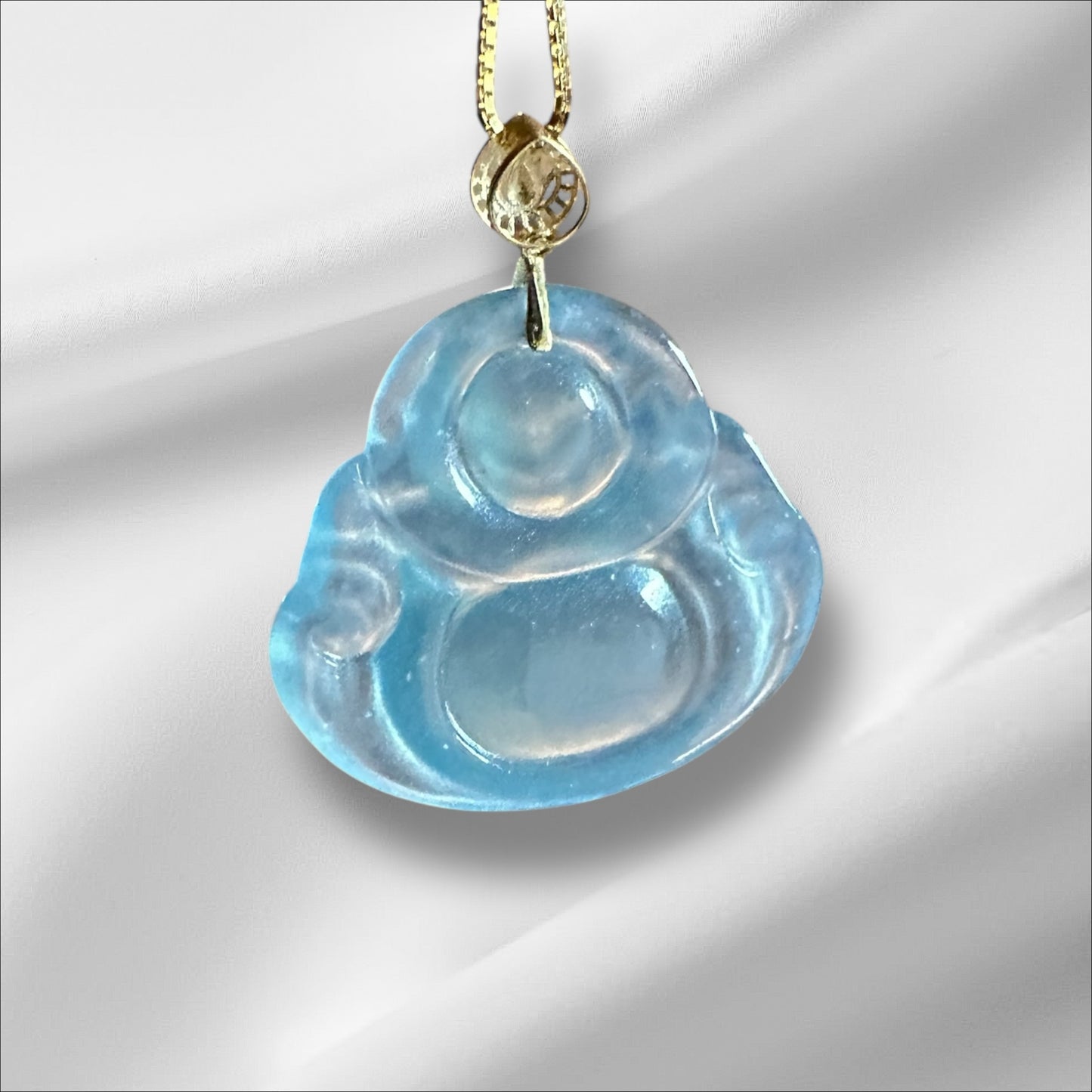 #131 GIA Certified Icy Semi-Transparent Natural Jadeite Jade Happy Buddha
