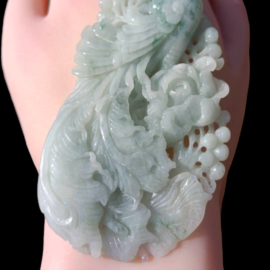 #79 Mason-Kay Certified Natural Light Green Burma Jadeite Jade Phoenix Pendant