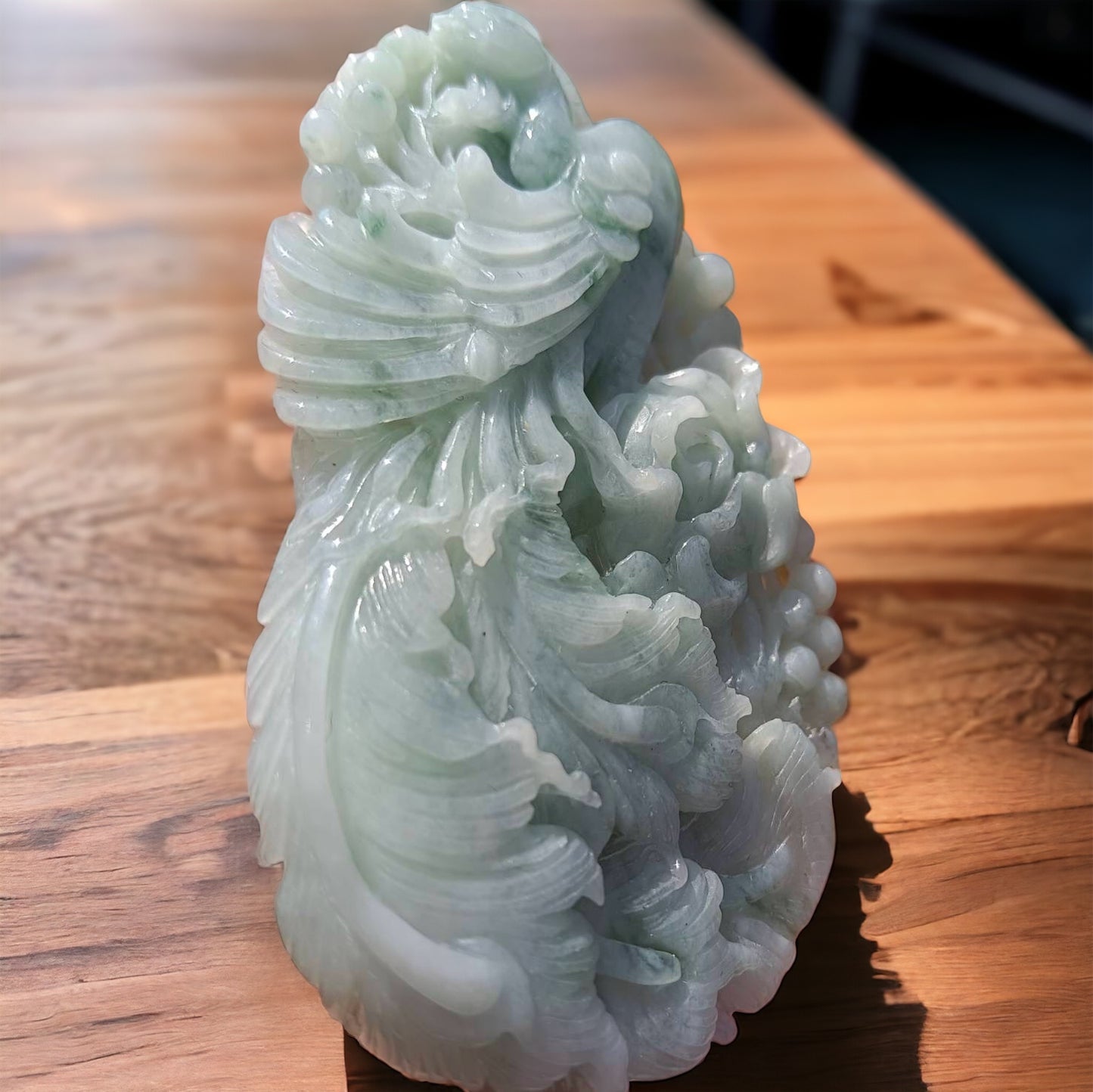 #79 Mason-Kay Certified Natural Light Green Burma Jadeite Jade Phoenix Pendant