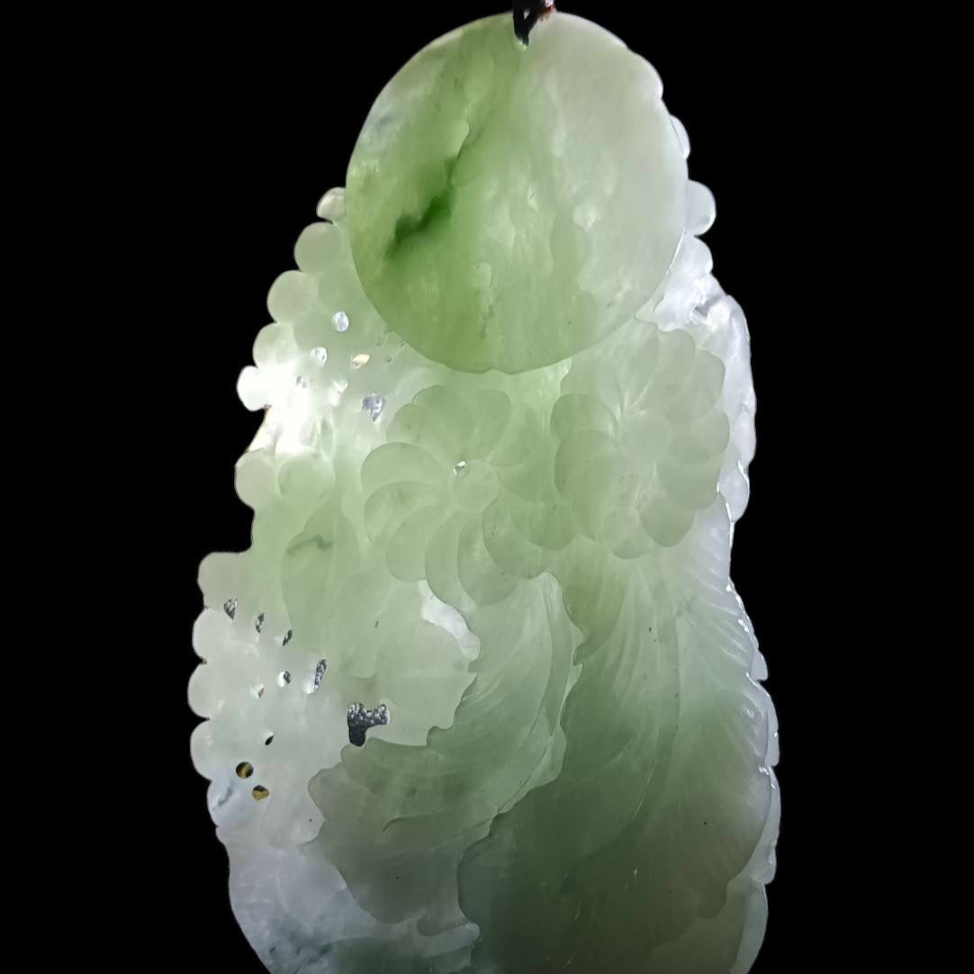 #79 Mason-Kay Certified Natural Light Green Burma Jadeite Jade Phoenix Pendant