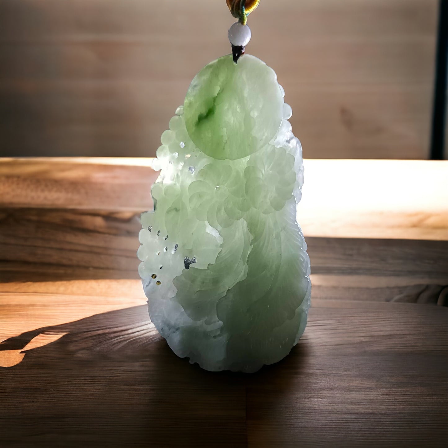 #79 Mason-Kay Certified Natural Light Green Burma Jadeite Jade Phoenix Pendant
