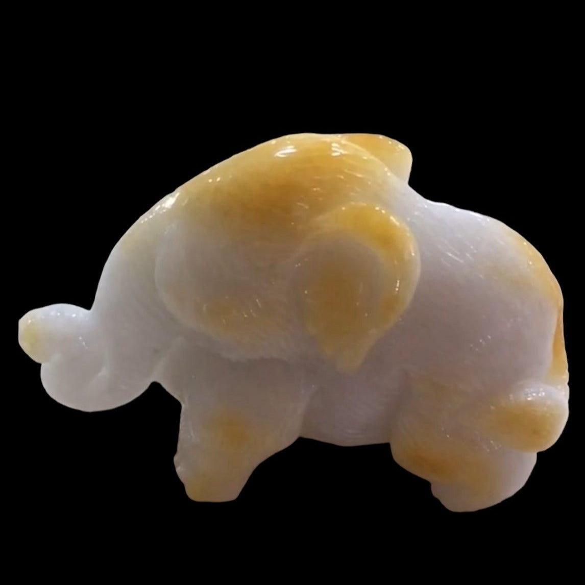 #82 Mason-Kay Certified Natural Yellow Burma Jadeite Jade Elephant Figurine