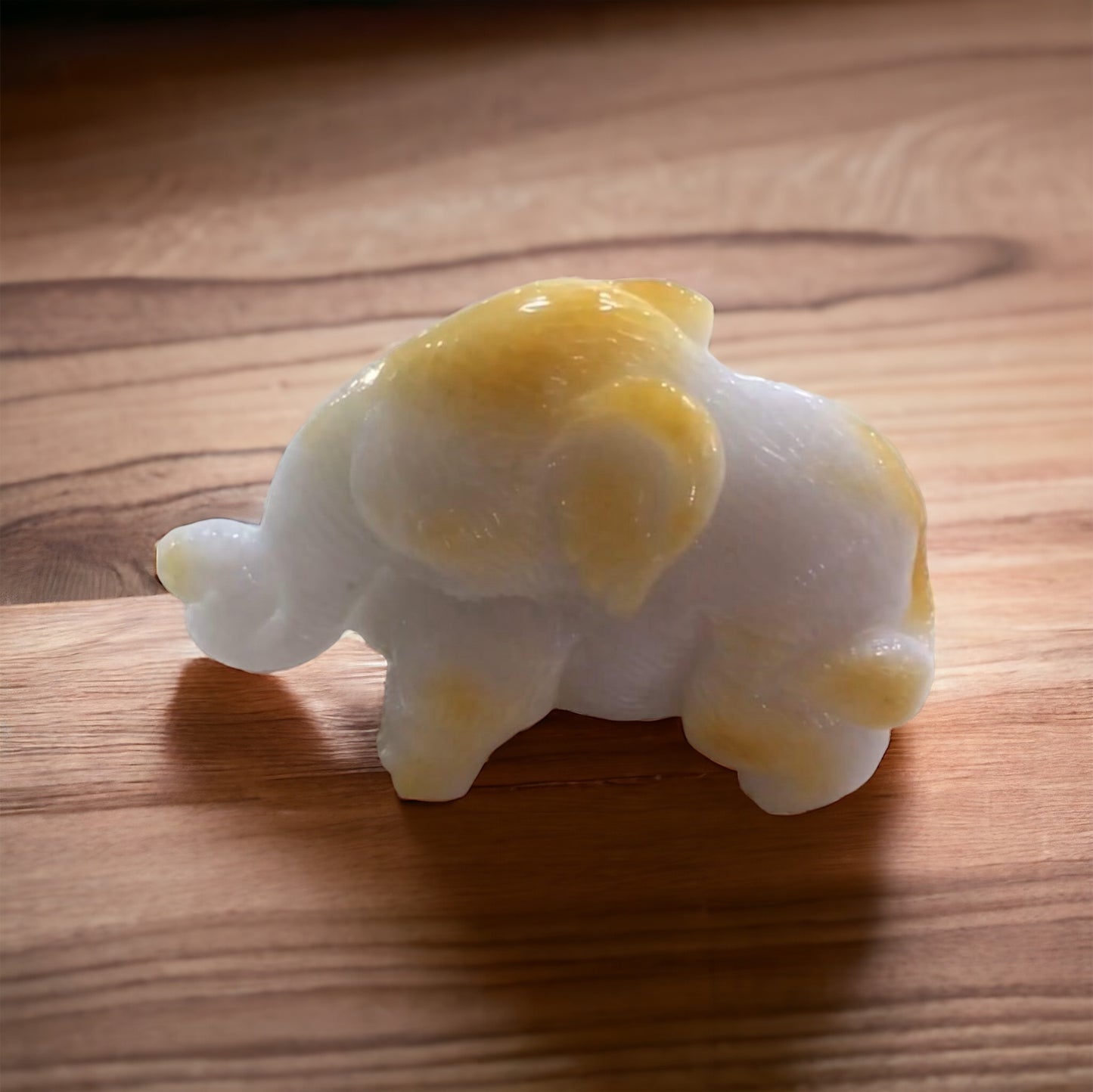 #82 Mason-Kay Certified Natural Yellow Burma Jadeite Jade Elephant Figurine