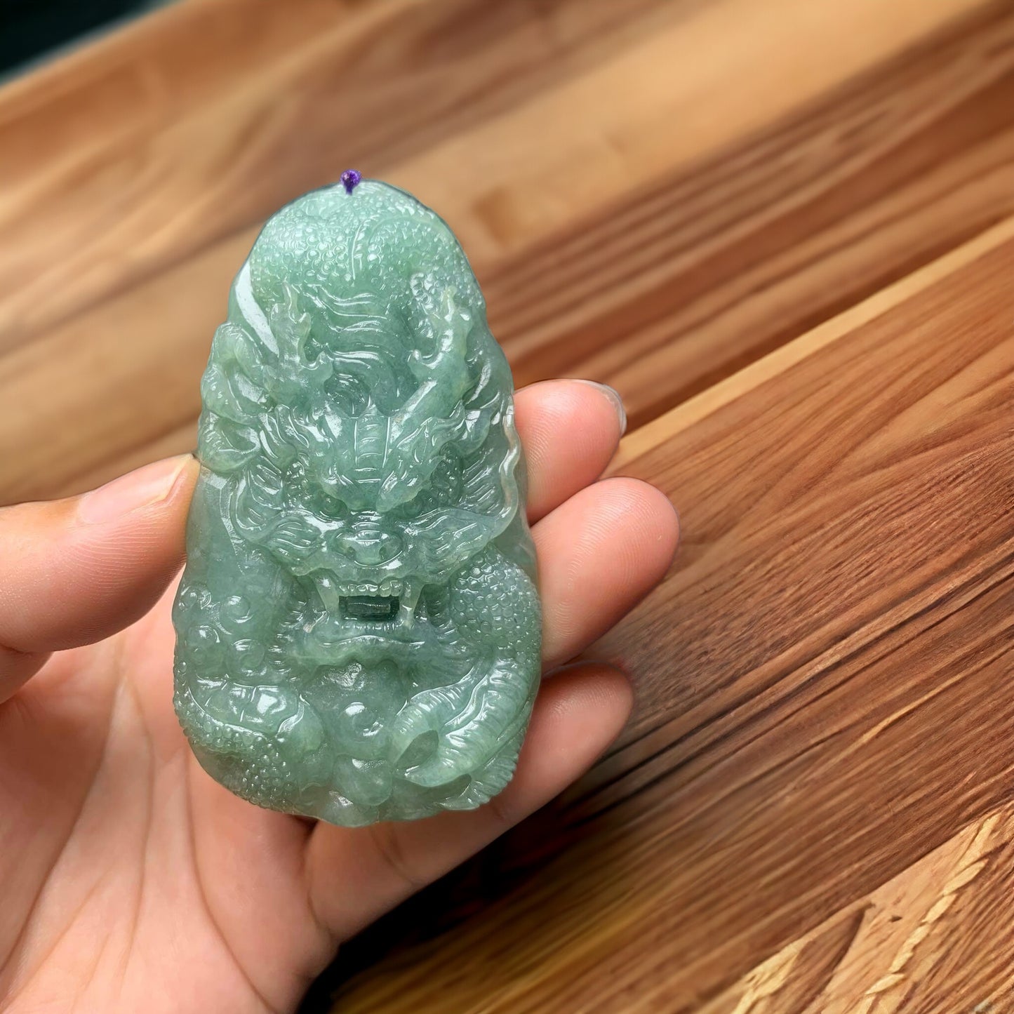 #161 Mason-Kay Certified Natural Green Burma Jadeite Jade Dragon Pendant
