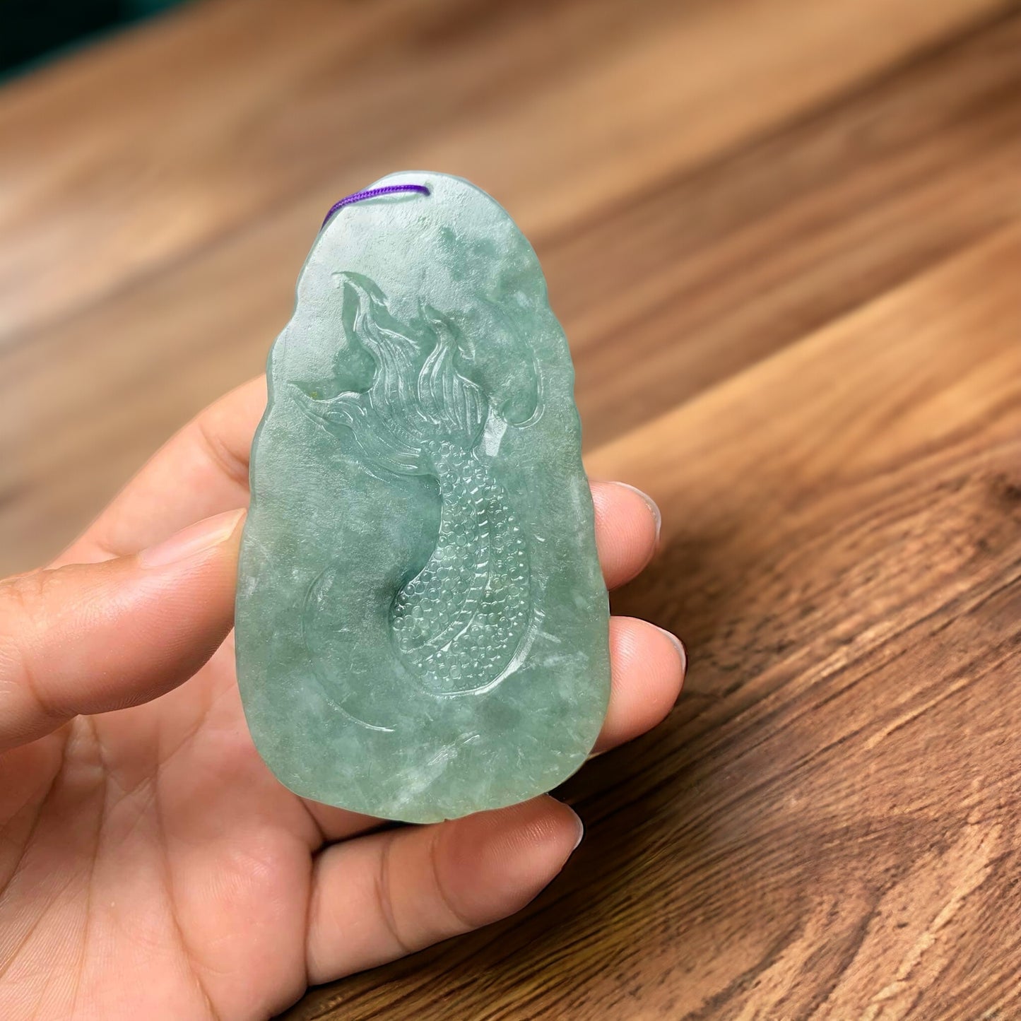 #161 Mason-Kay Certified Natural Green Burma Jadeite Jade Dragon Pendant