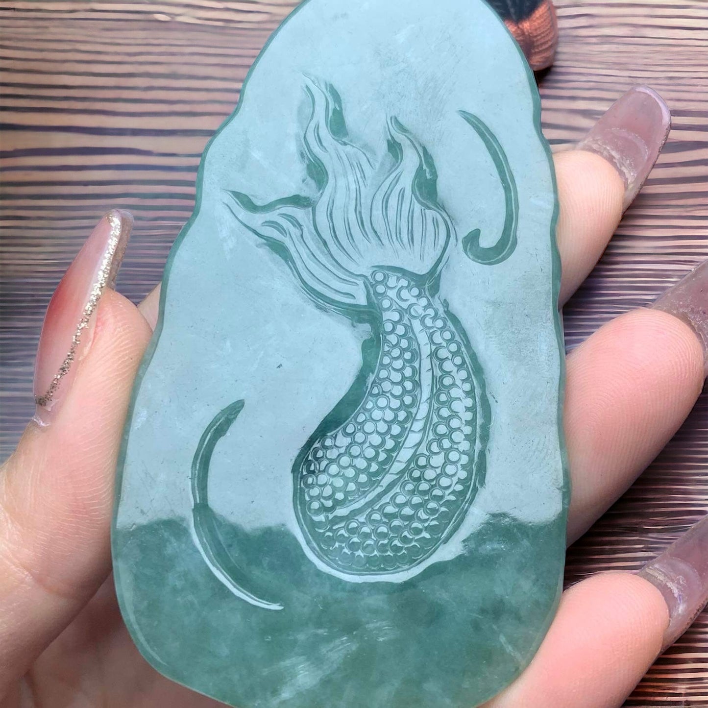 #161 Mason-Kay Certified Natural Green Burma Jadeite Jade Dragon Pendant