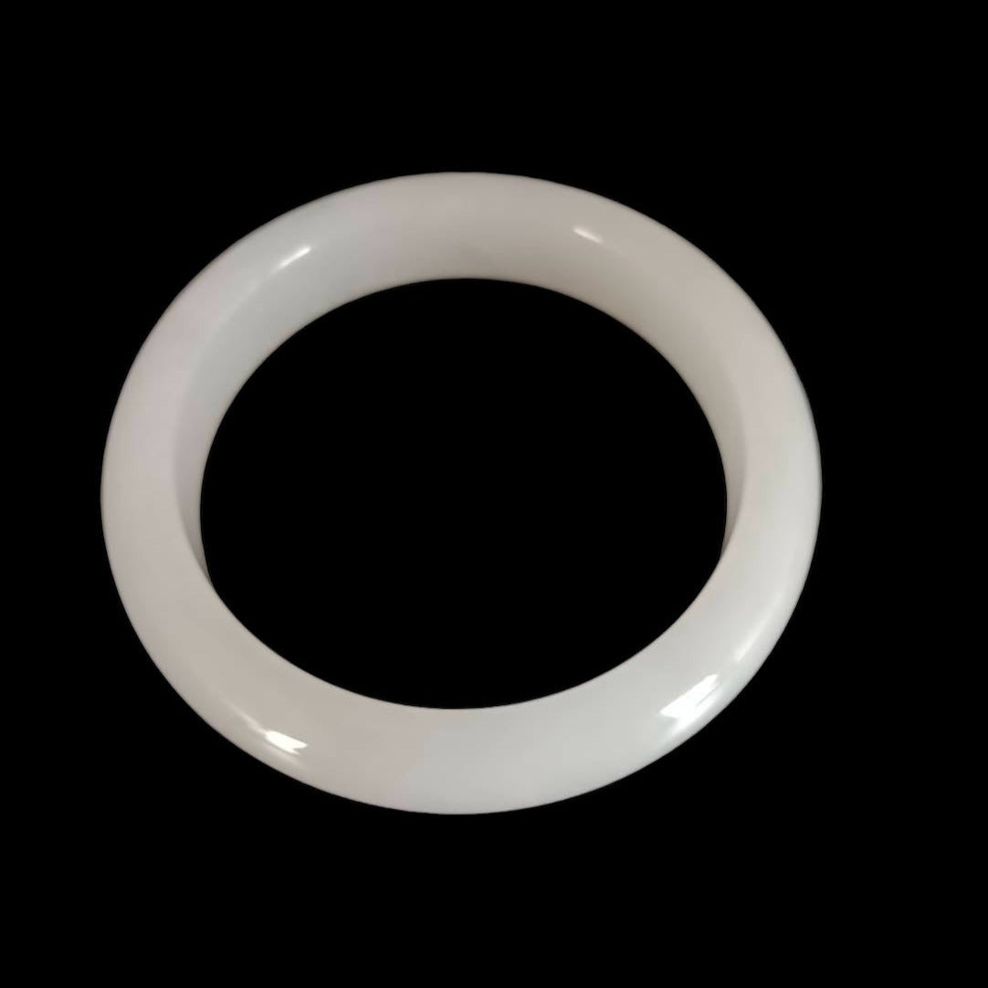 #523 Mason-Kay Certified Natural White Burma Jadeite Jade Half-Round Bangle Bracelet (57x12.5x8.5 mm)