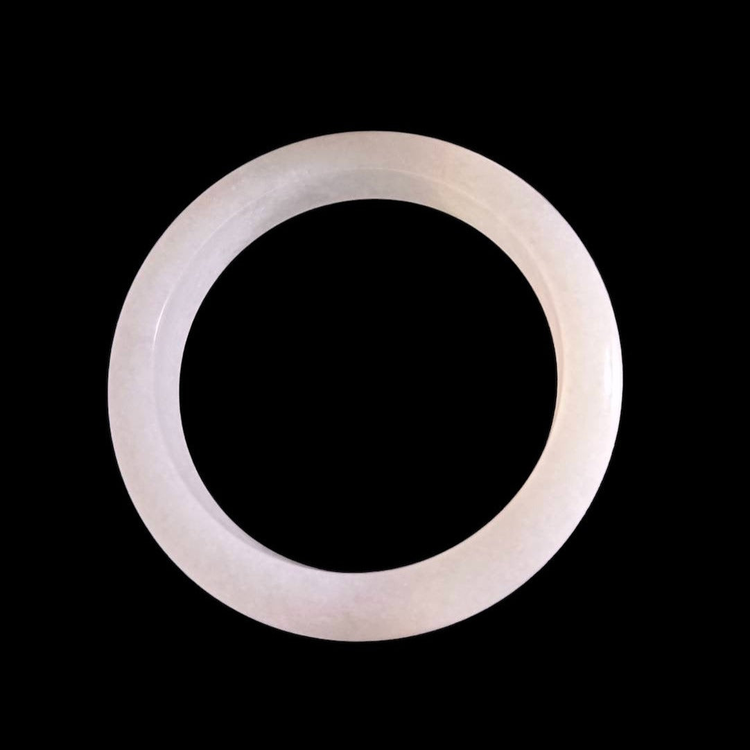 #523 Mason-Kay Certified Natural White Burma Jadeite Jade Half-Round Bangle Bracelet (57x12.5x8.5 mm)