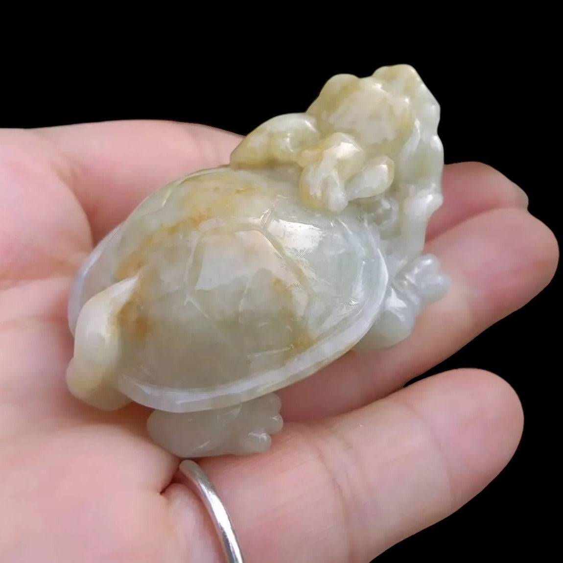 #362 Mason-Kay Certified Natural Yellow Burma Jadeite Jade Dragon Turtle Pendant