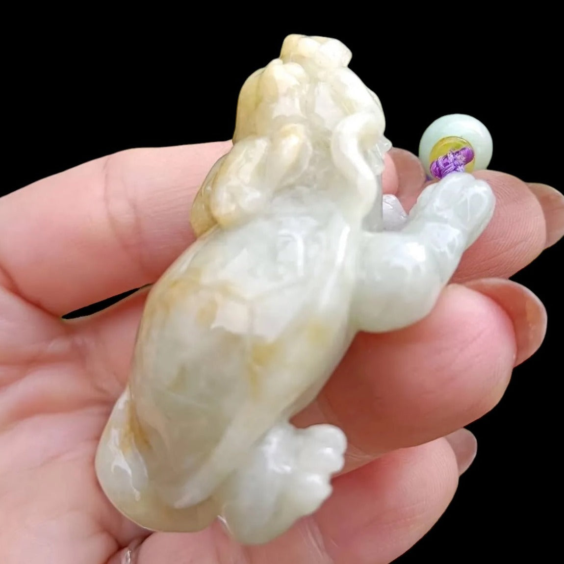 #362 Mason-Kay Certified Natural Yellow Burma Jadeite Jade Dragon Turtle Pendant