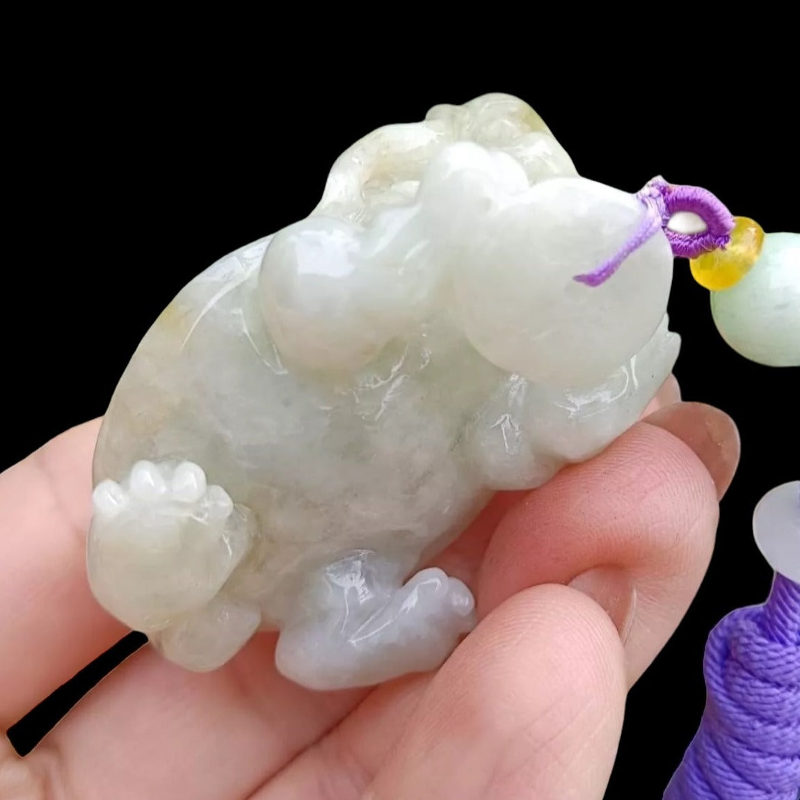 #362 Mason-Kay Certified Natural Yellow Burma Jadeite Jade Dragon Turtle Pendant