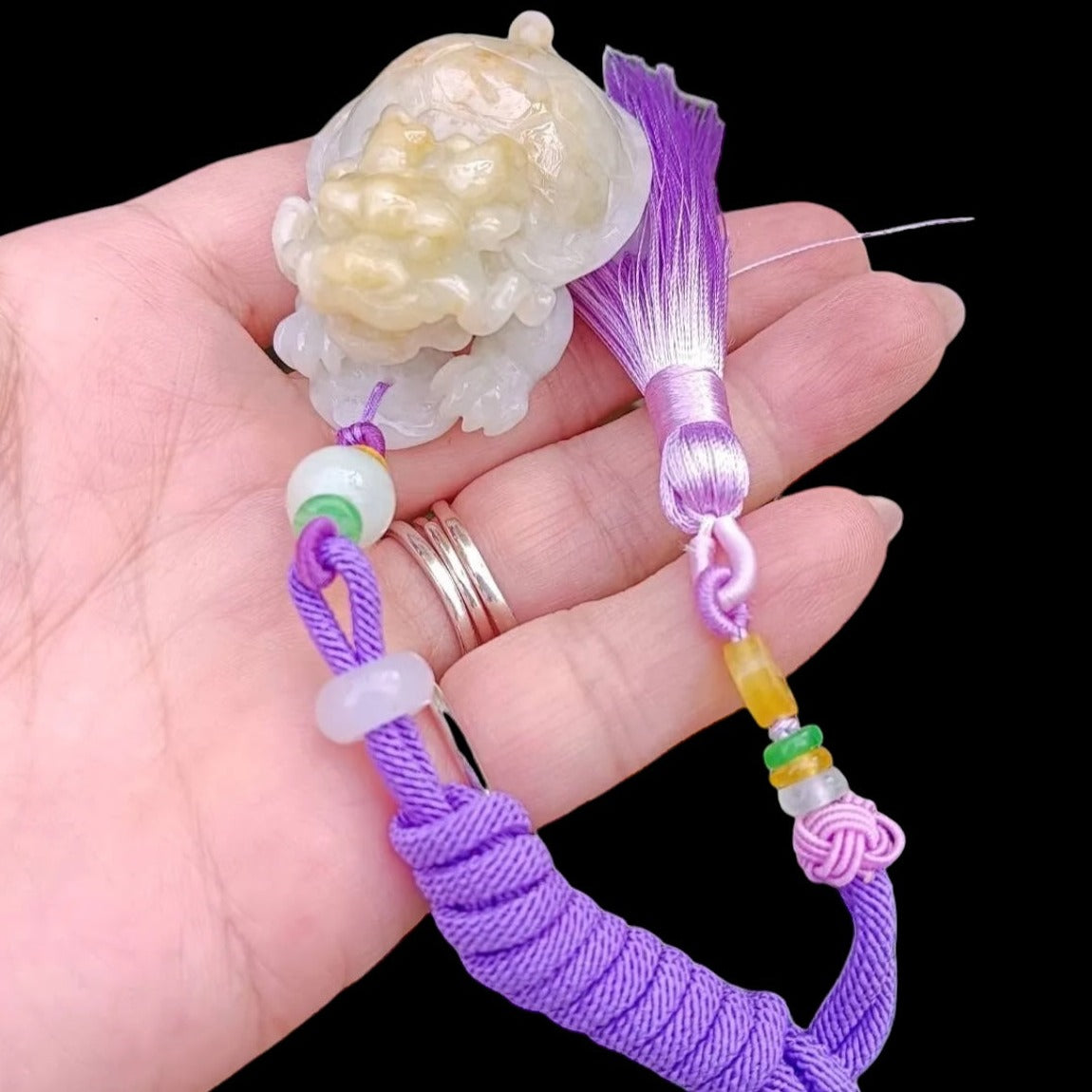#362 Mason-Kay Certified Natural Yellow Burma Jadeite Jade Dragon Turtle Pendant