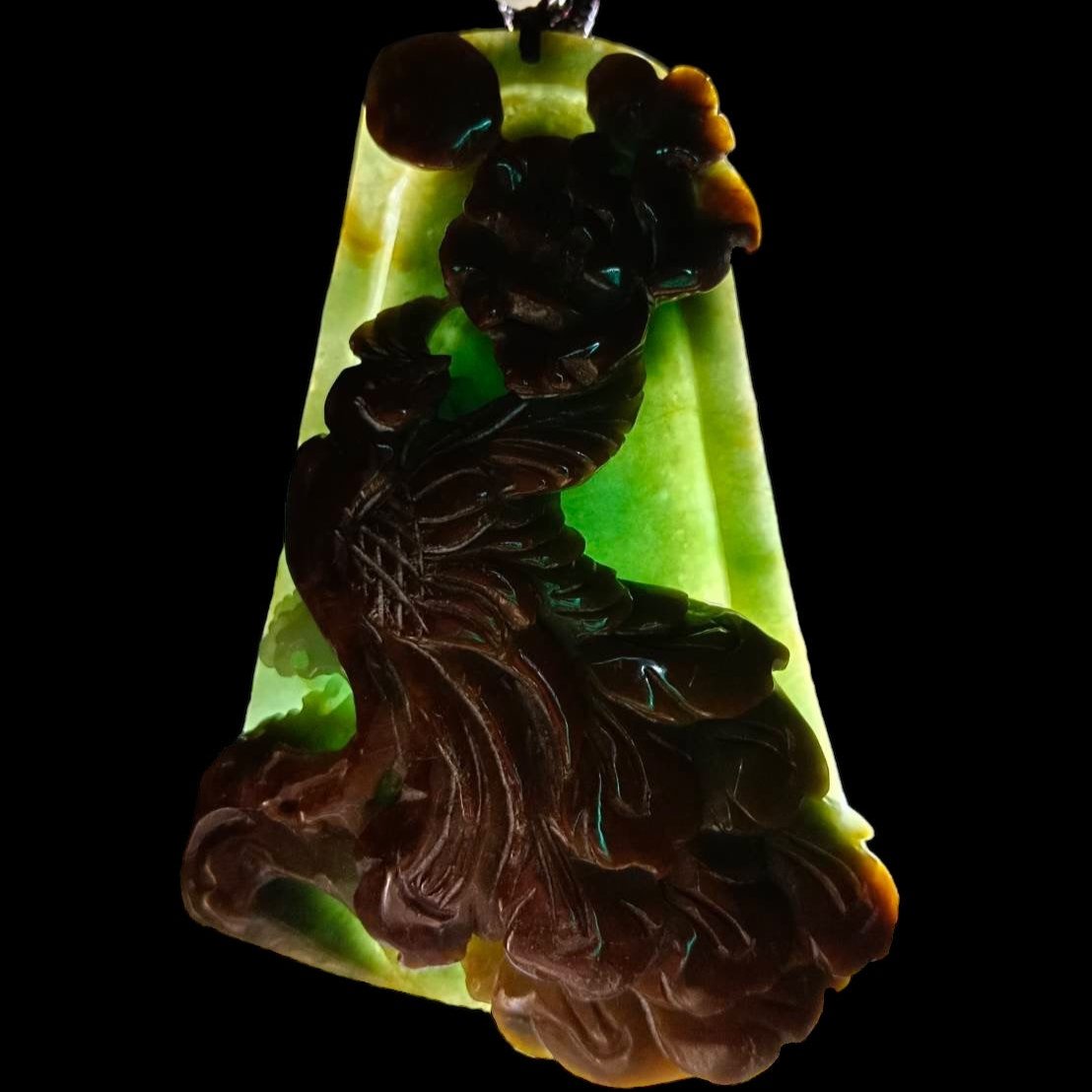 #132 Mason-Kay Certified Natural Red Burma Jadeite Jade Phoenix Pendant