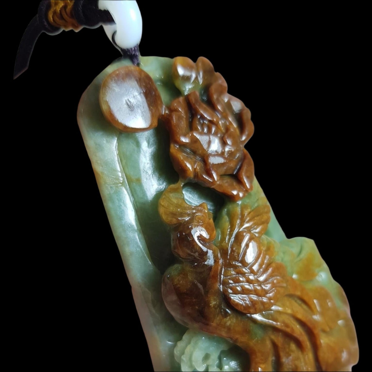 #132 Mason-Kay Certified Natural Red Burma Jadeite Jade Phoenix Pendant
