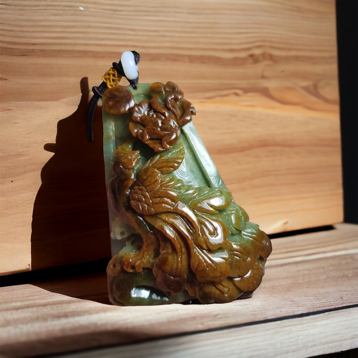 #132 Mason-Kay Certified Natural Red Burma Jadeite Jade Phoenix Pendant
