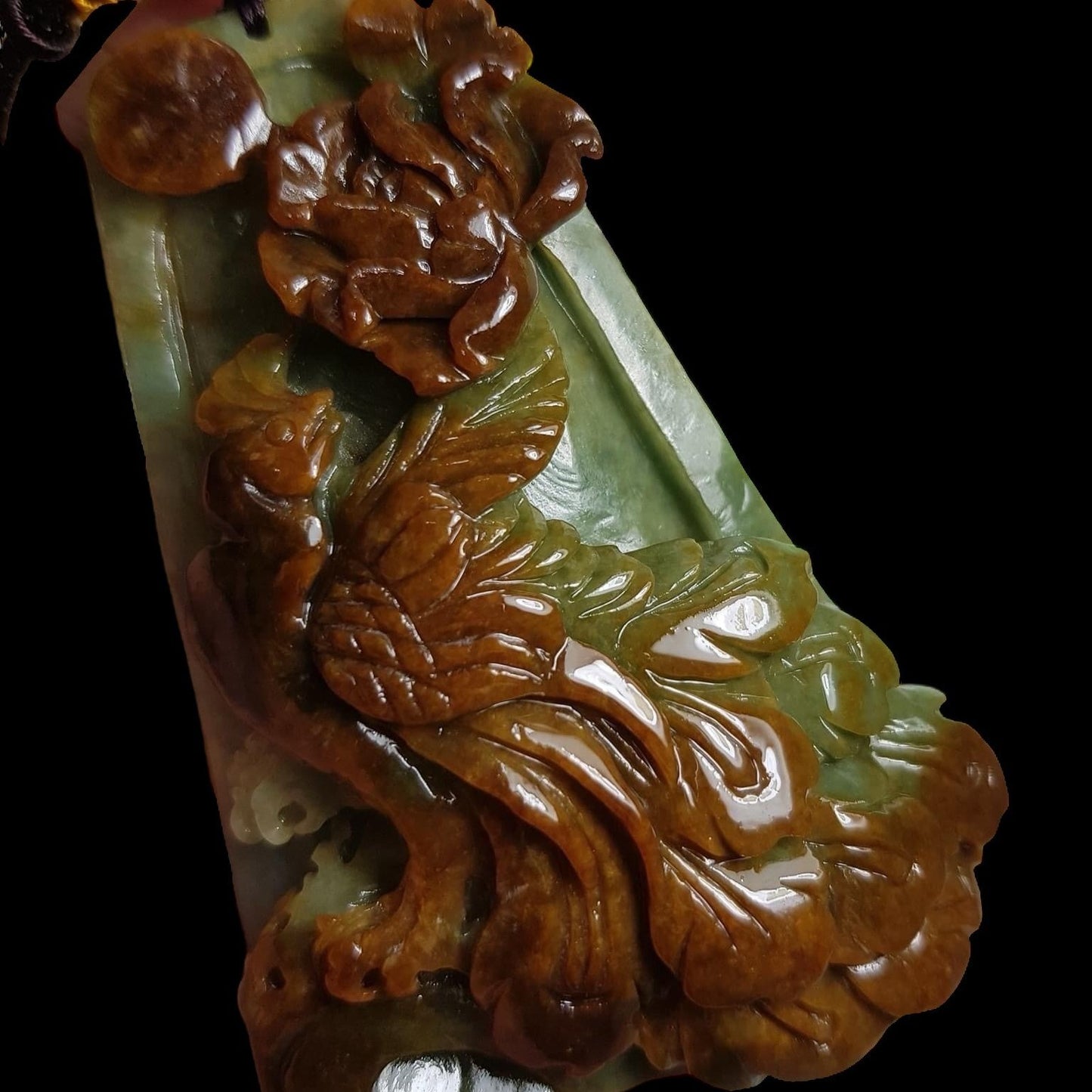 #132 Mason-Kay Certified Natural Red Burma Jadeite Jade Phoenix Pendant