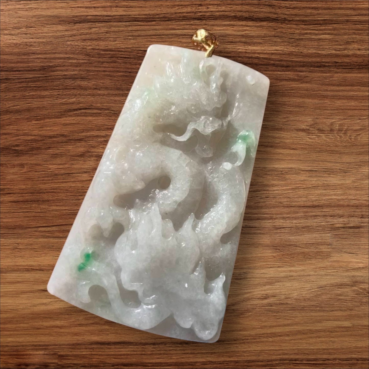 #2 Mason-Kay Certified Natural Burma Jadeite Jade Dragon Pendant