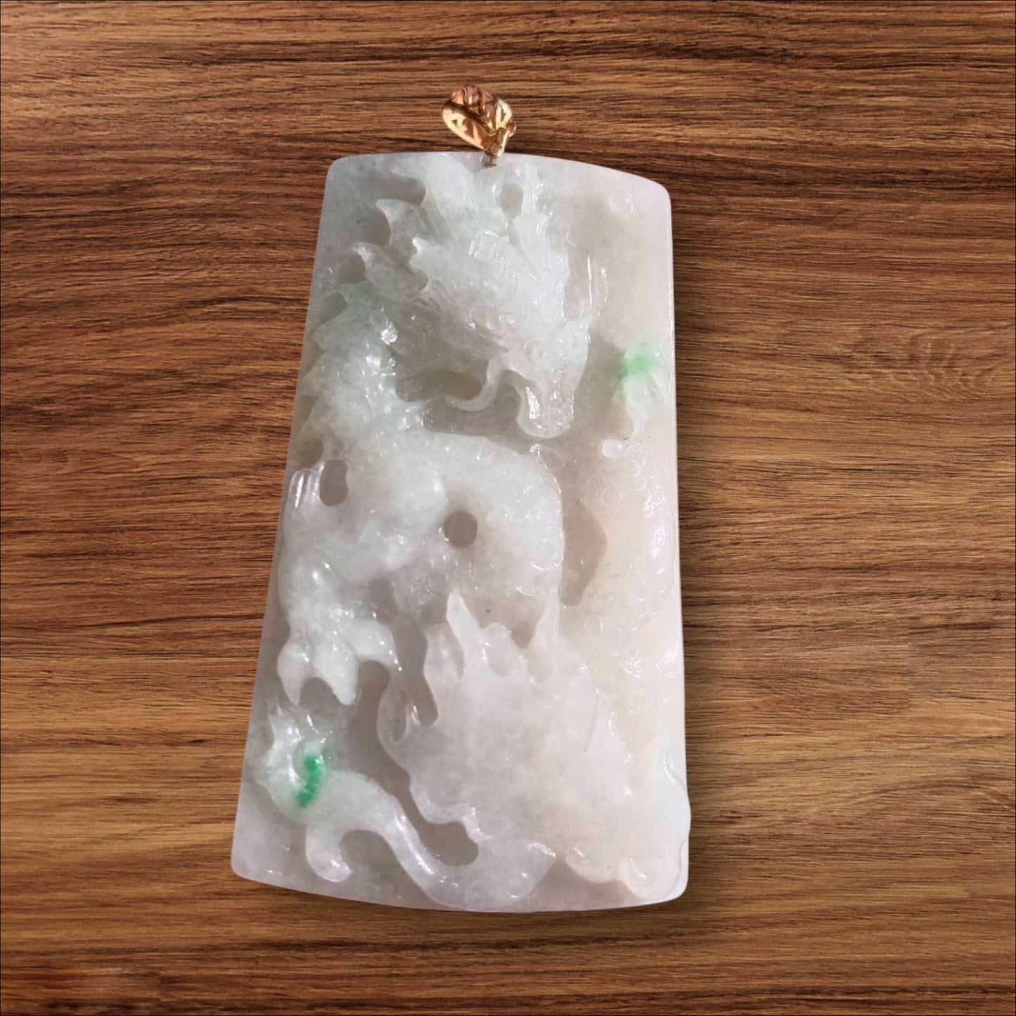 #2 Mason-Kay Certified Natural Burma Jadeite Jade Dragon Pendant