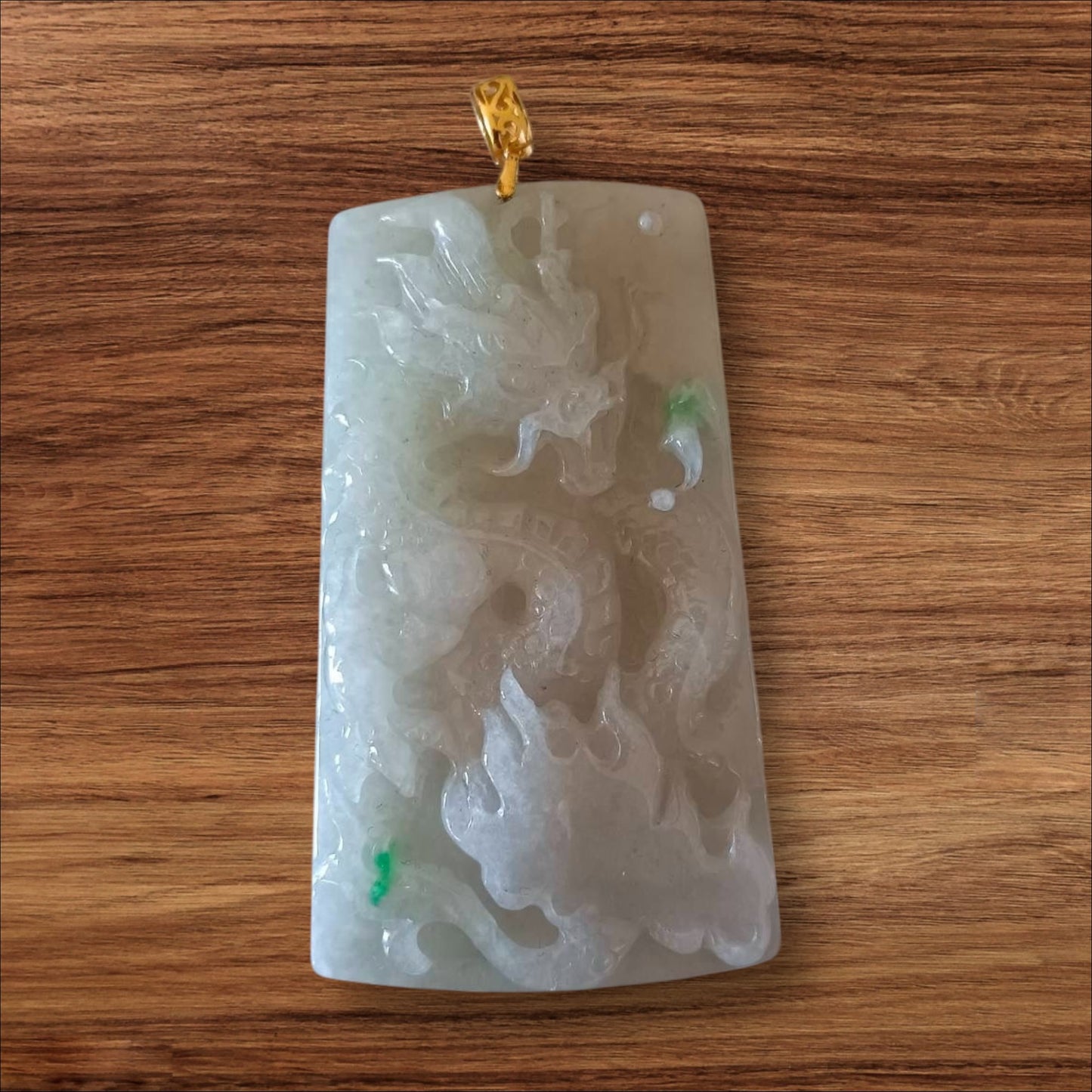 #2 Mason-Kay Certified Natural Burma Jadeite Jade Dragon Pendant