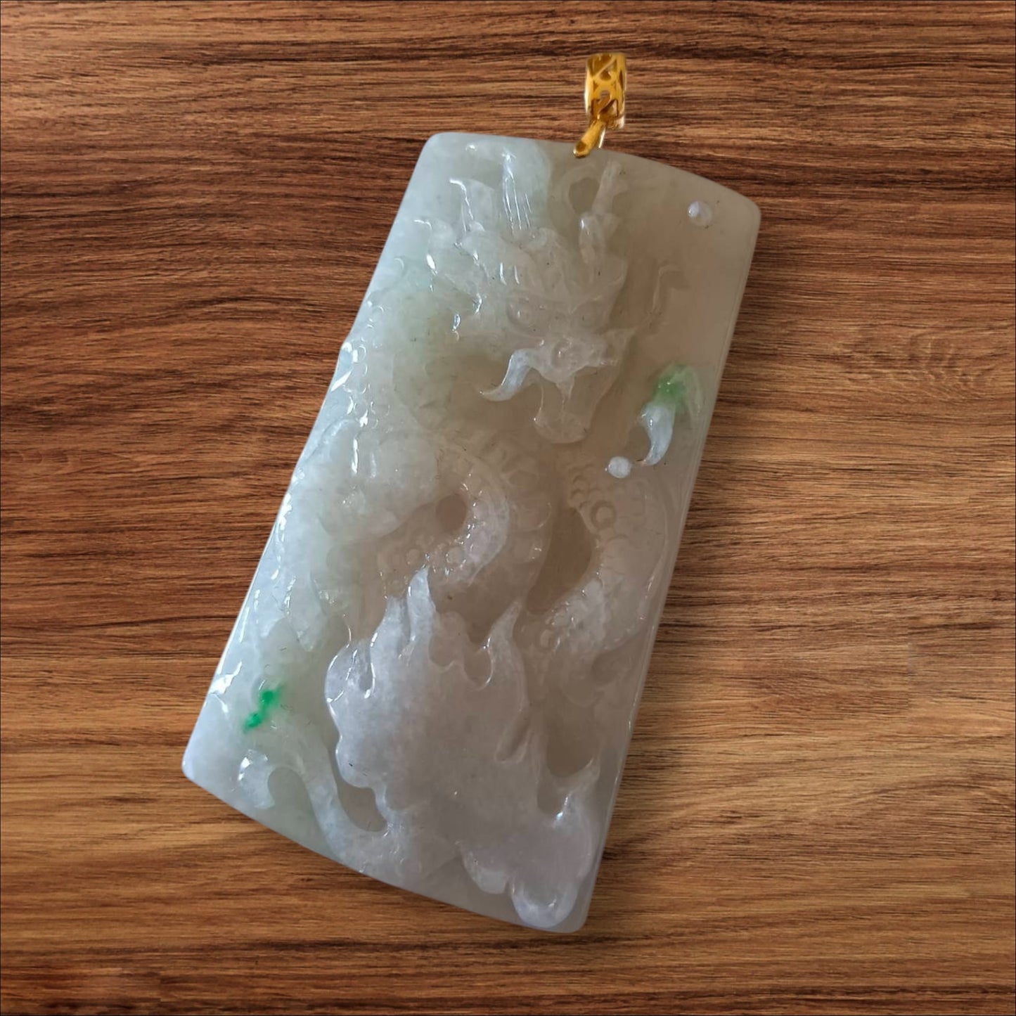 #2 Mason-Kay Certified Natural Burma Jadeite Jade Dragon Pendant