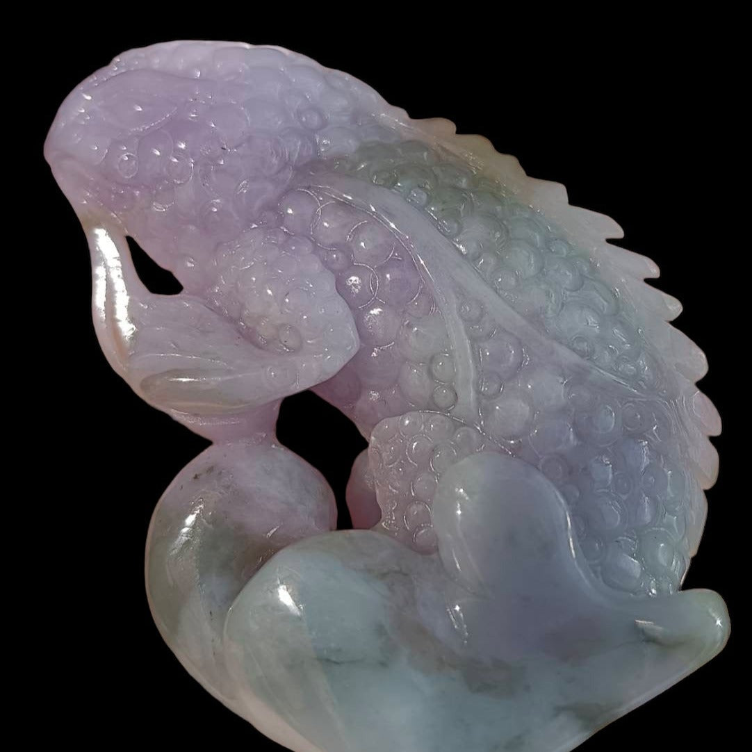 #178 Mason-Kay Certified Natural Lavender Burma Jadeite Jade Lizard Figurine