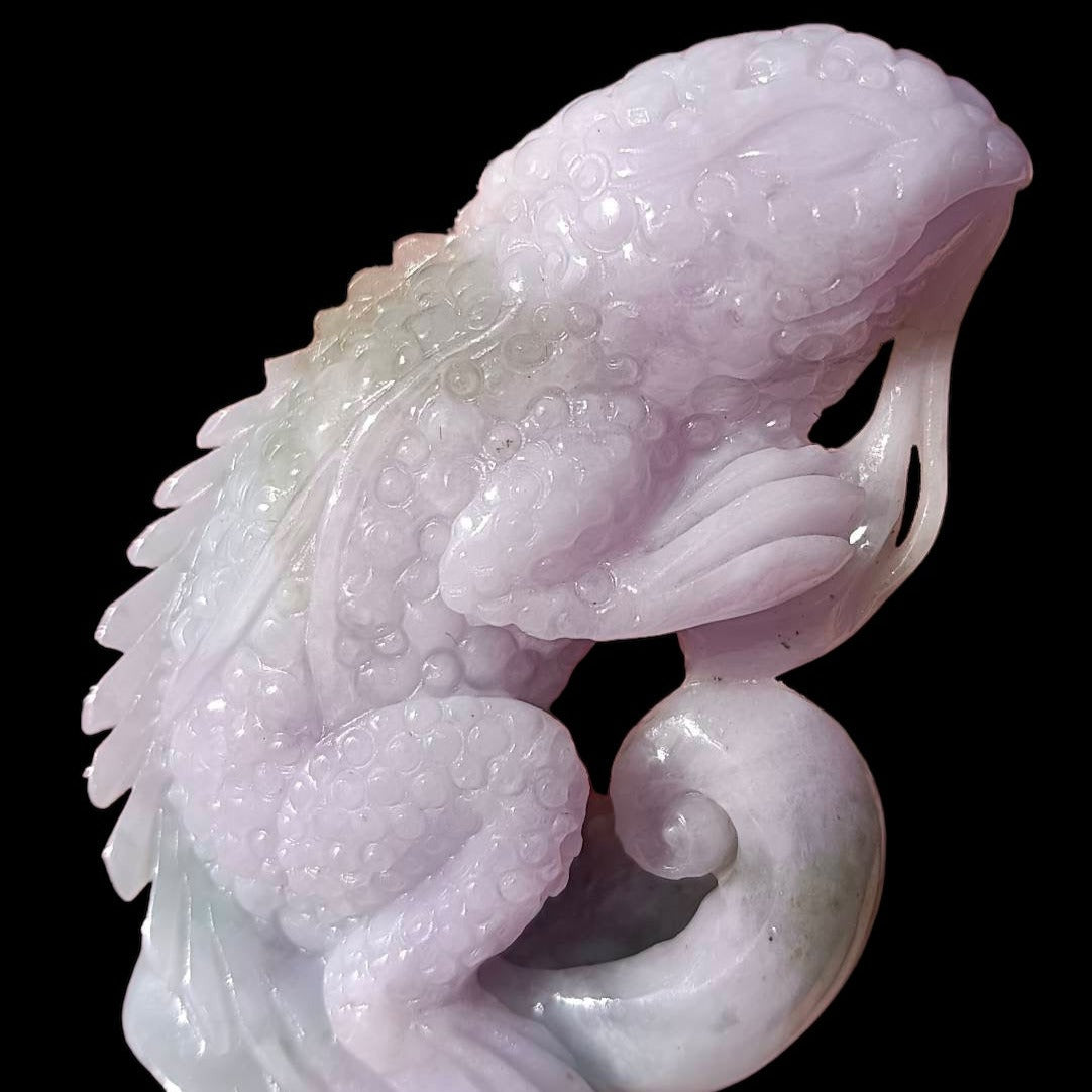 #178 Mason-Kay Certified Natural Lavender Burma Jadeite Jade Lizard Figurine