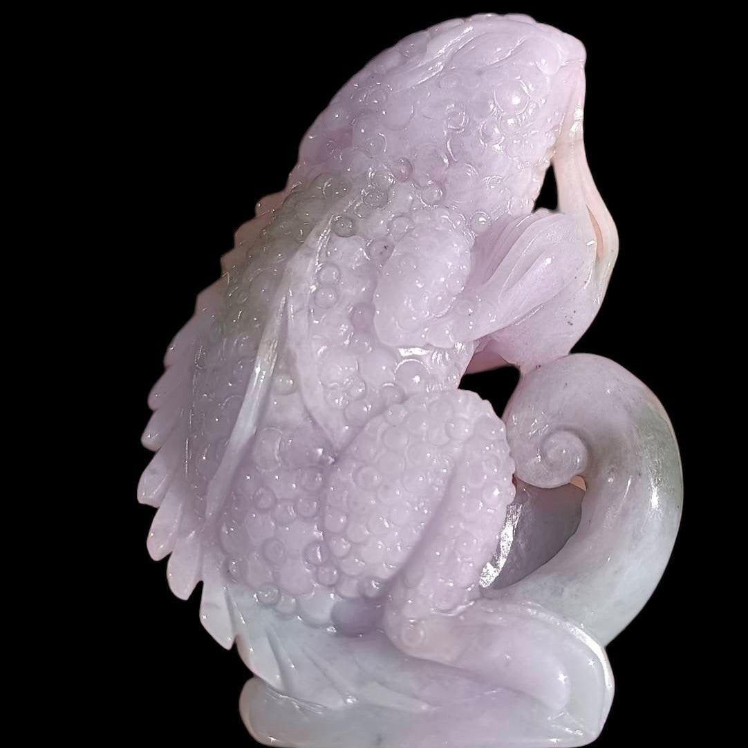 #178 Mason-Kay Certified Natural Lavender Burma Jadeite Jade Lizard Figurine