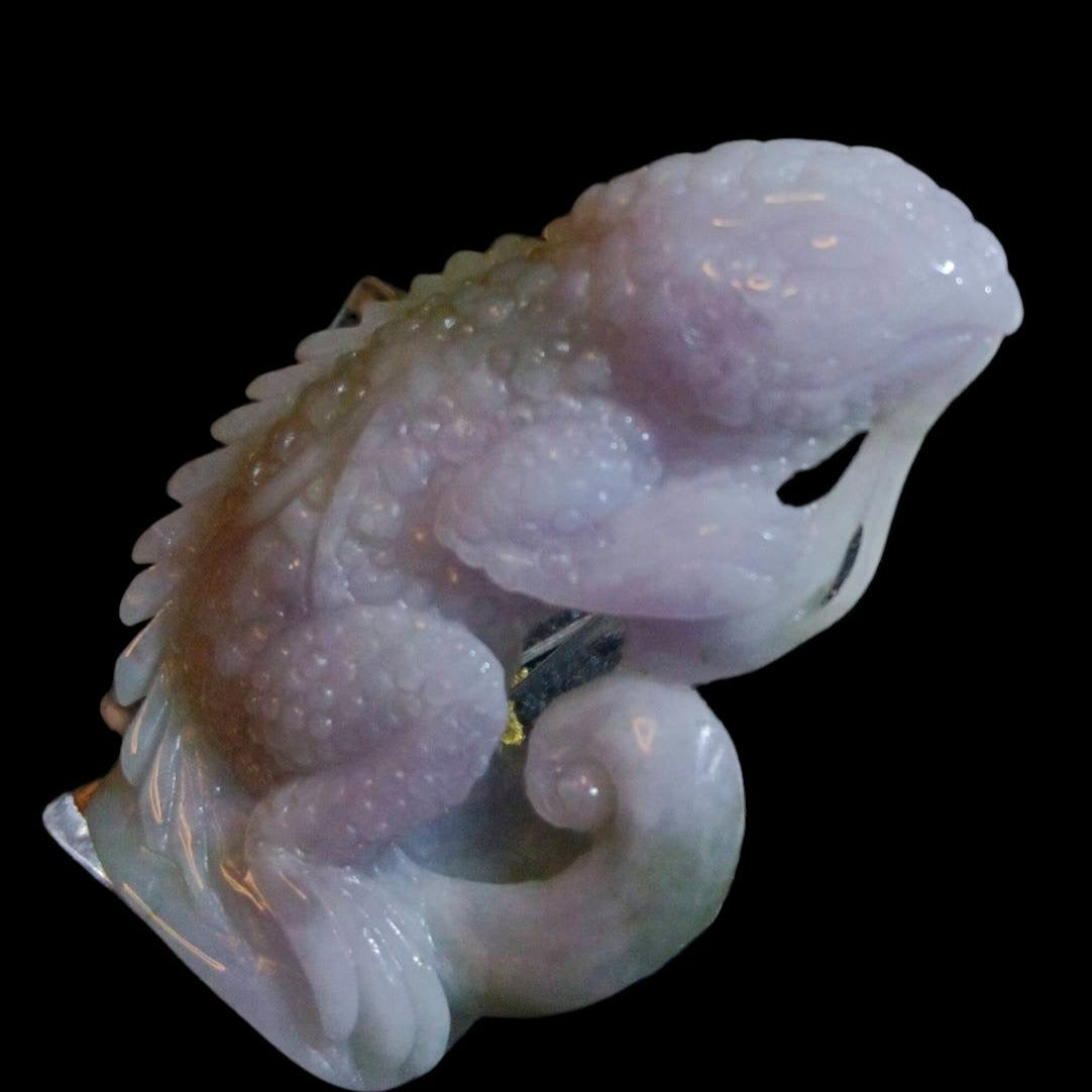 #178 Mason-Kay Certified Natural Lavender Burma Jadeite Jade Lizard Figurine