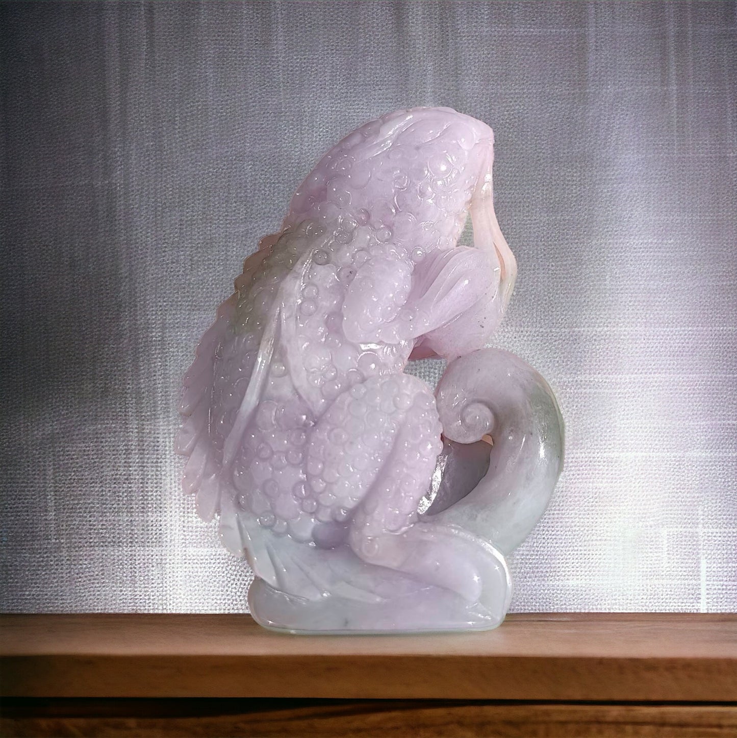 #178 Mason-Kay Certified Natural Lavender Burma Jadeite Jade Lizard Figurine