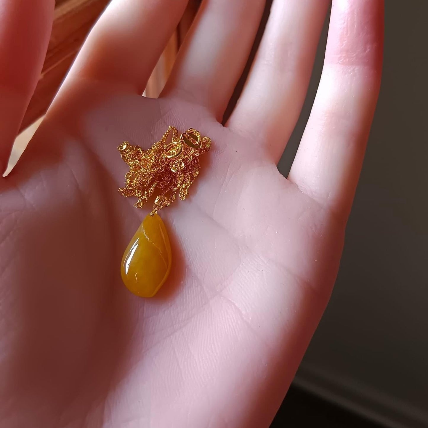 #7 Natural Icy Yellow Burma Jadeite Natural-Shaped Pendant