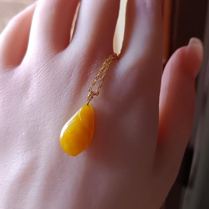 #7 Natural Icy Yellow Burma Jadeite Natural-Shaped Pendant