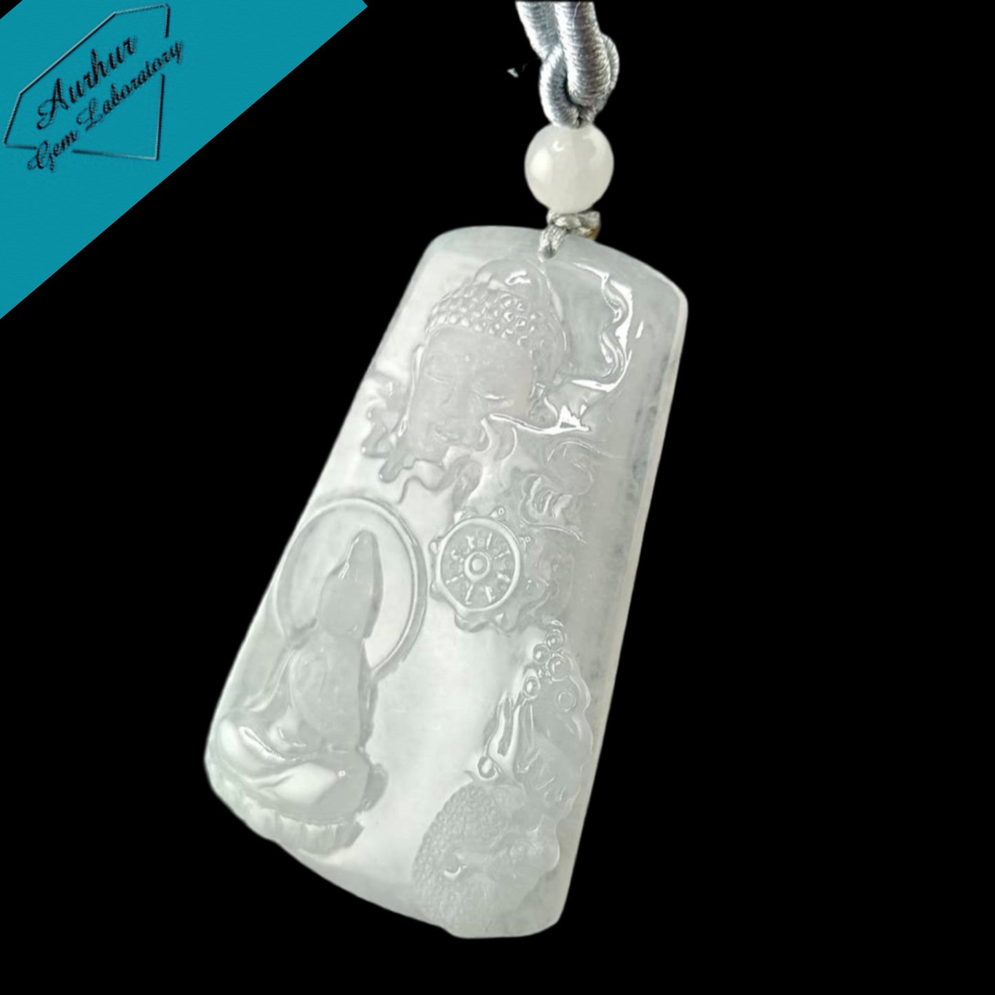 #680 AGL Certified Semi-Transparent Burma Jadeite, Enlighten Between Buddha and Devil Pendant