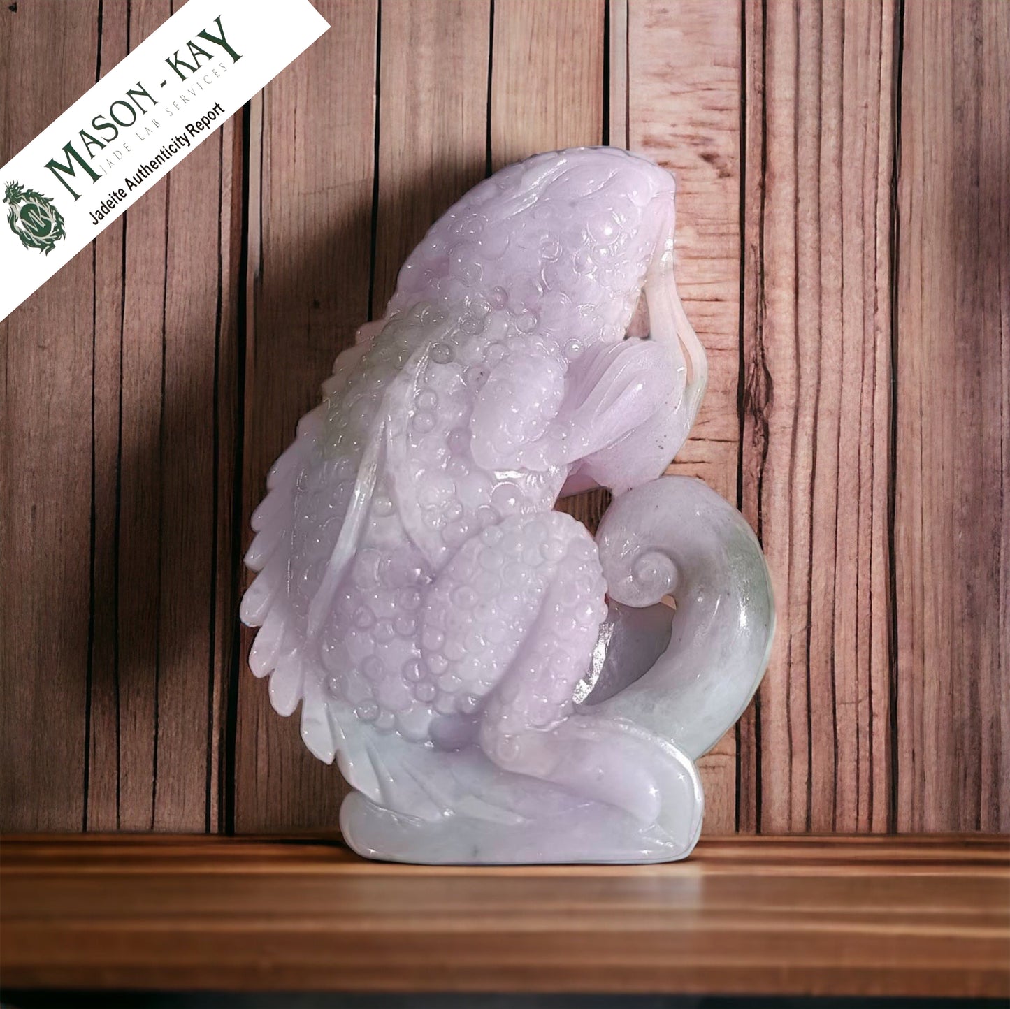 #178 Mason-Kay Certified Natural Lavender Burma Jadeite Jade Lizard Figurine