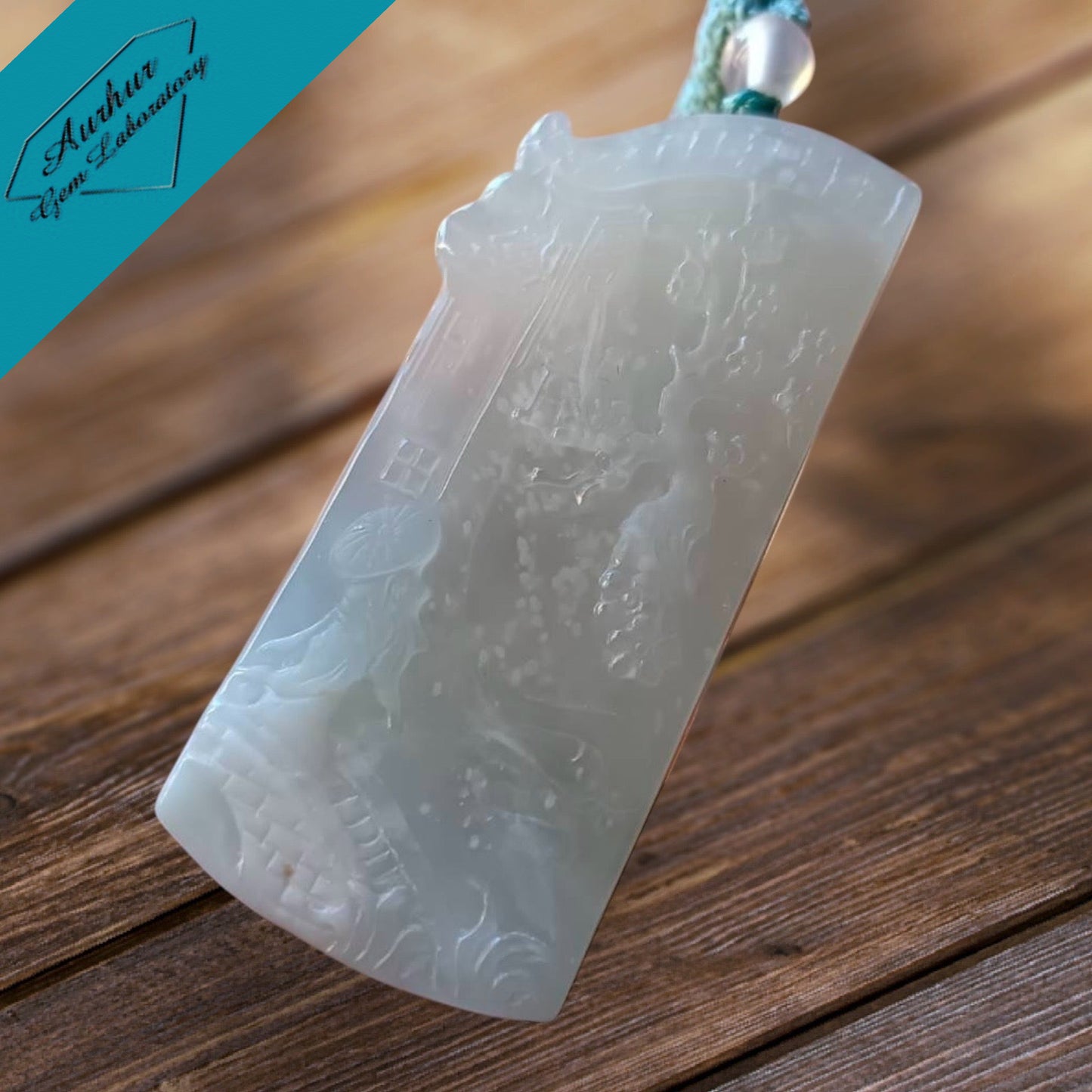 #819 AGL Certified Natural Snowflake Cotton Moxisa White Burma Jadeite Pendant