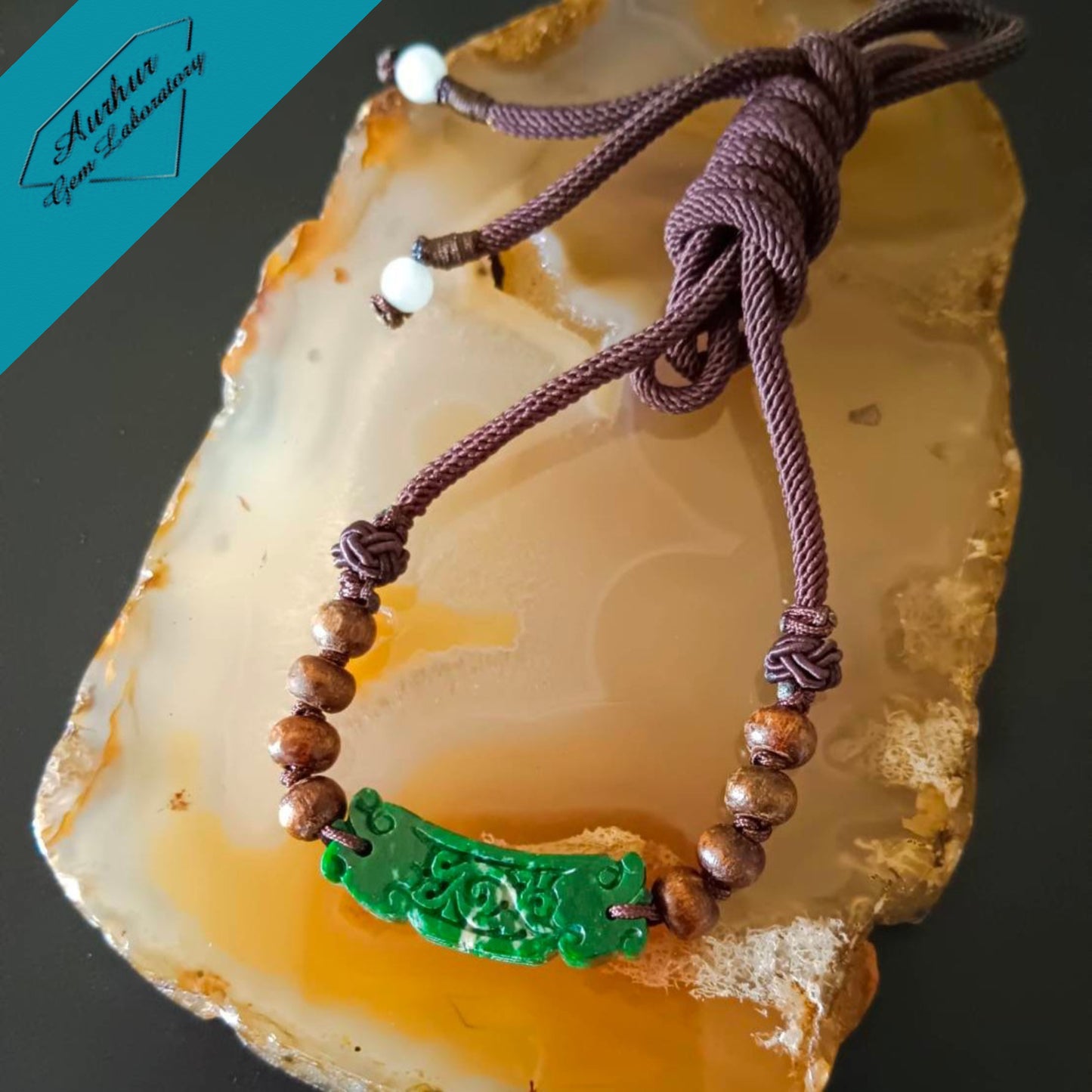 #801 AGL Certified Natural Burma Jadeite, Classic Carved Pendant Necklace