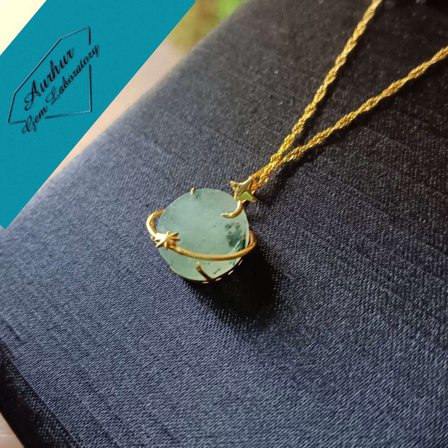 #810 AGL Certified Semi-Transparent Burma Jadeite Moon and Star Peace Pendant (Wu Shi Pai)