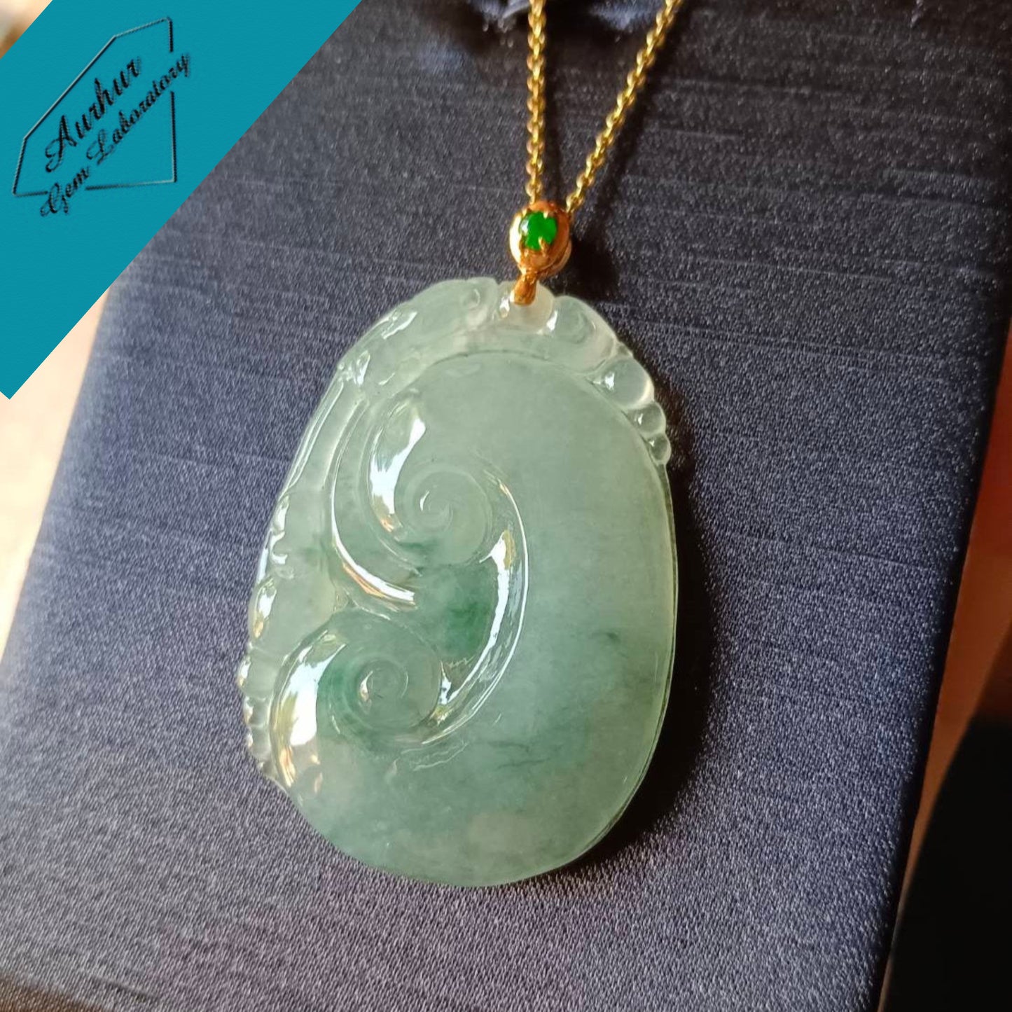 #821 AGL Certified Semi-Transparent Natural Burma Jadeite RuYi Pendant