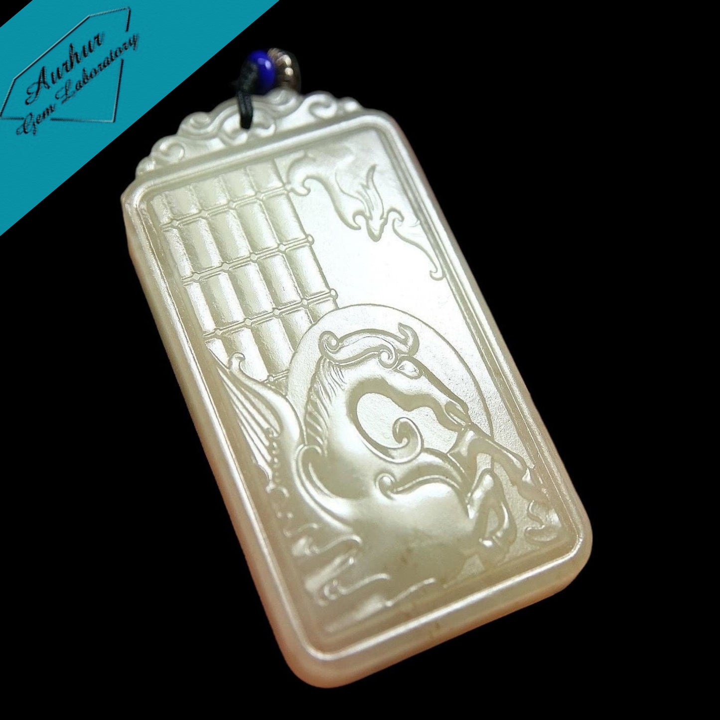#859 AGL Certified Hetian Nephrite Jade, Horse Pendant