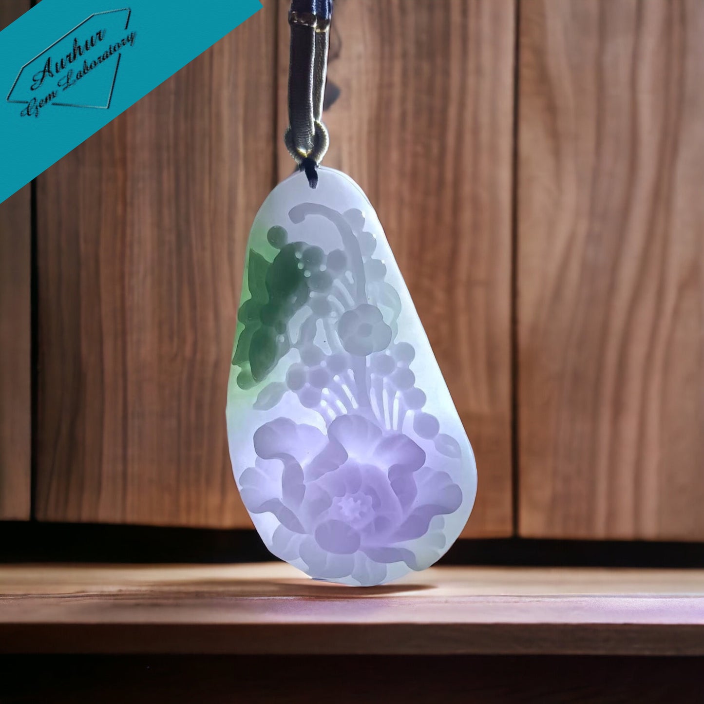 #670 AGL Certified Natural Lavender Burma Jadeite Flowers Pendant