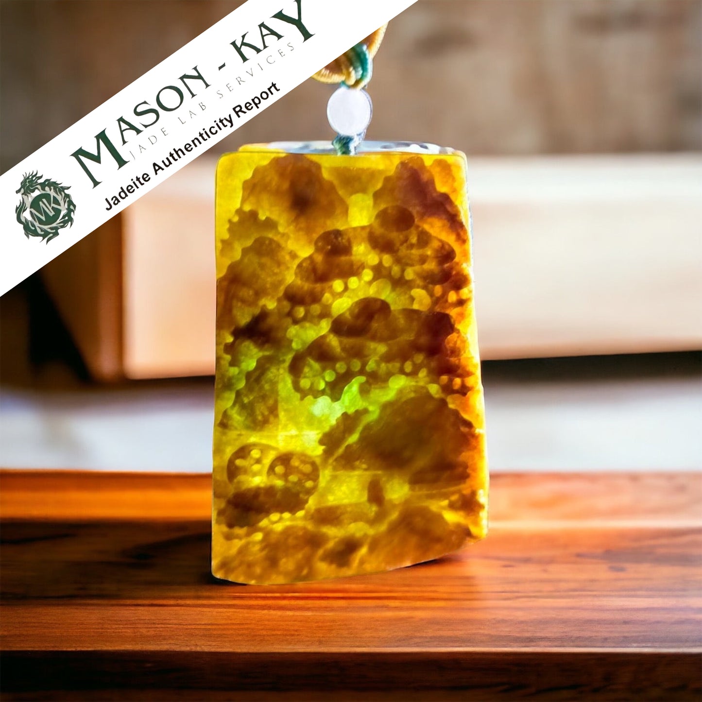#20 Mason-Kay Certified Natural Red Burma Jadeite Jade Landscape Pendant