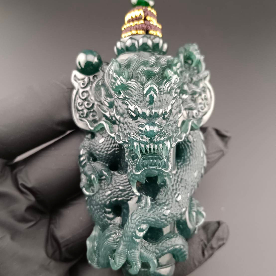 #1028 GIA Certified Type A Jadeite, Dragon Pillar Pendant