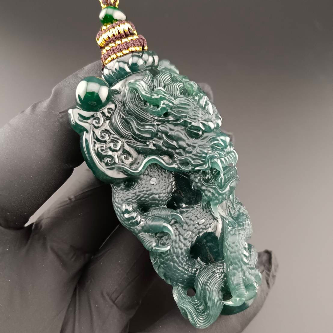 #1028 GIA Certified Type A Jadeite, Dragon Pillar Pendant