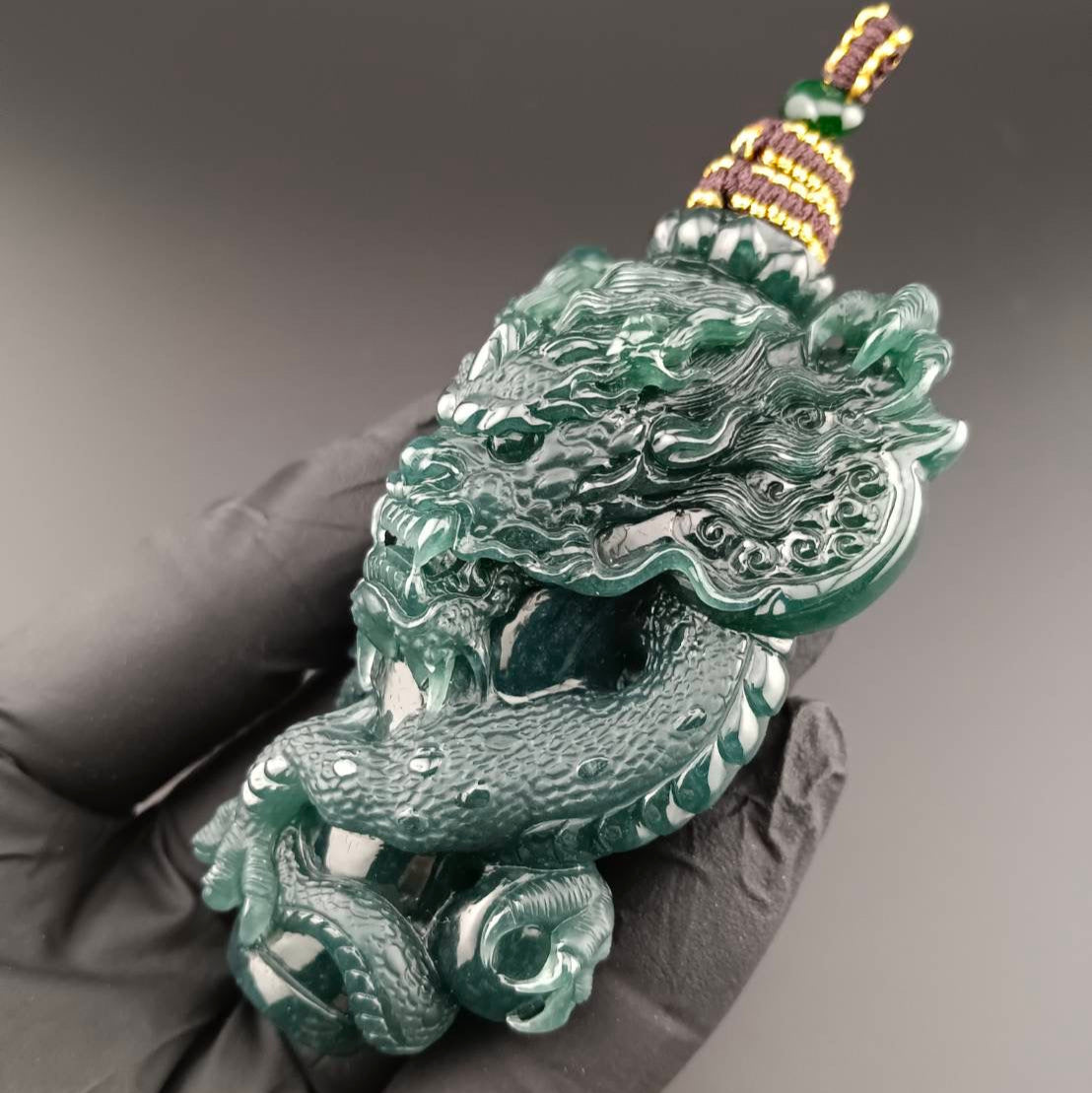 #1028 GIA Certified Type A Jadeite, Dragon Pillar Pendant