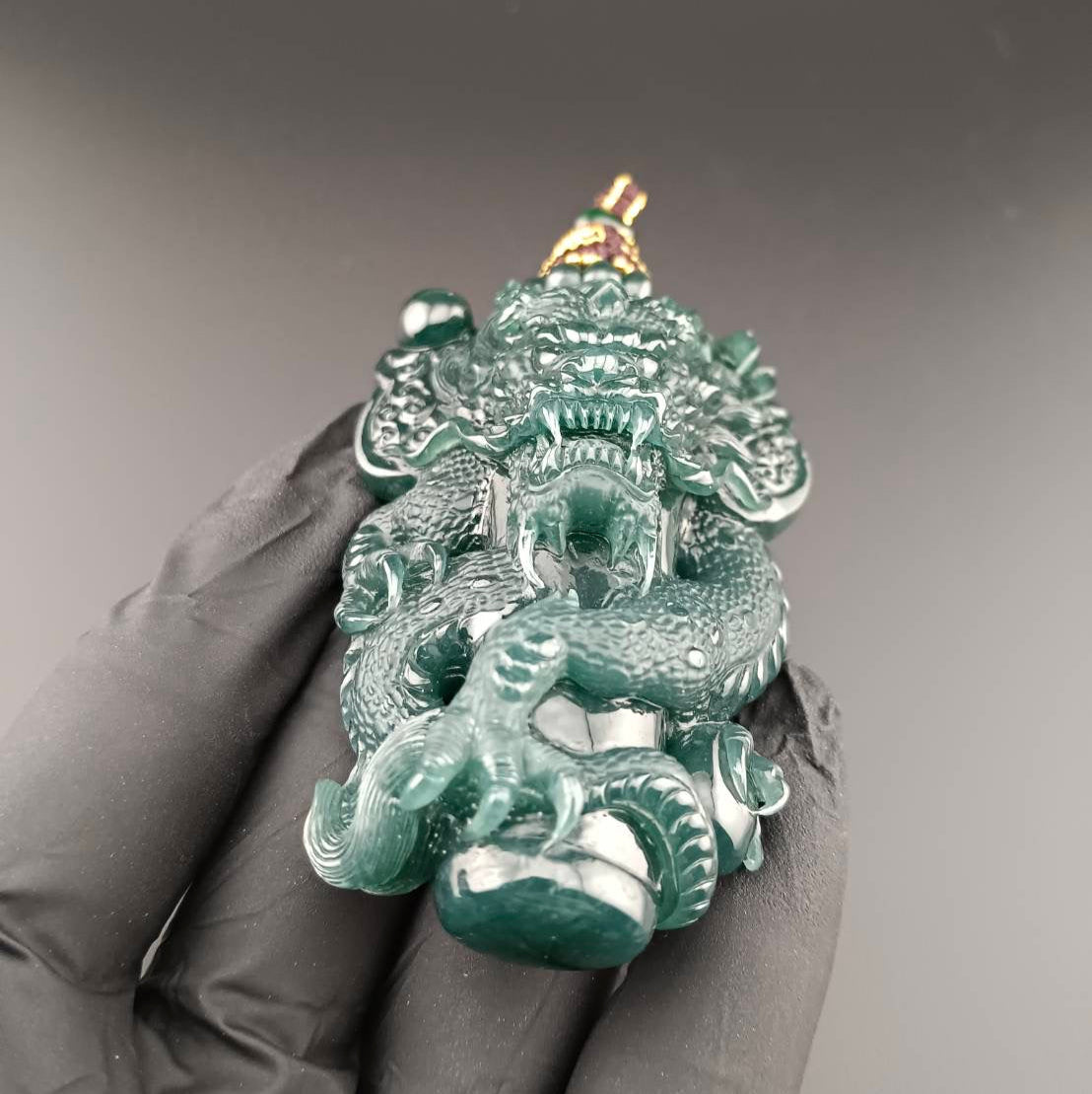 #1028 GIA Certified Type A Jadeite, Dragon Pillar Pendant