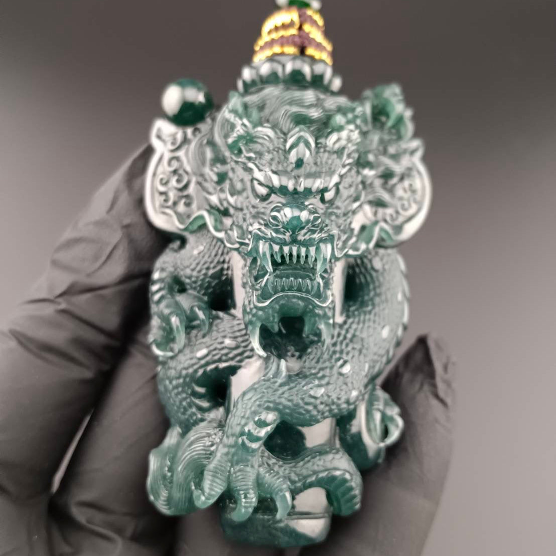 #1028 GIA Certified Type A Jadeite, Dragon Pillar Pendant
