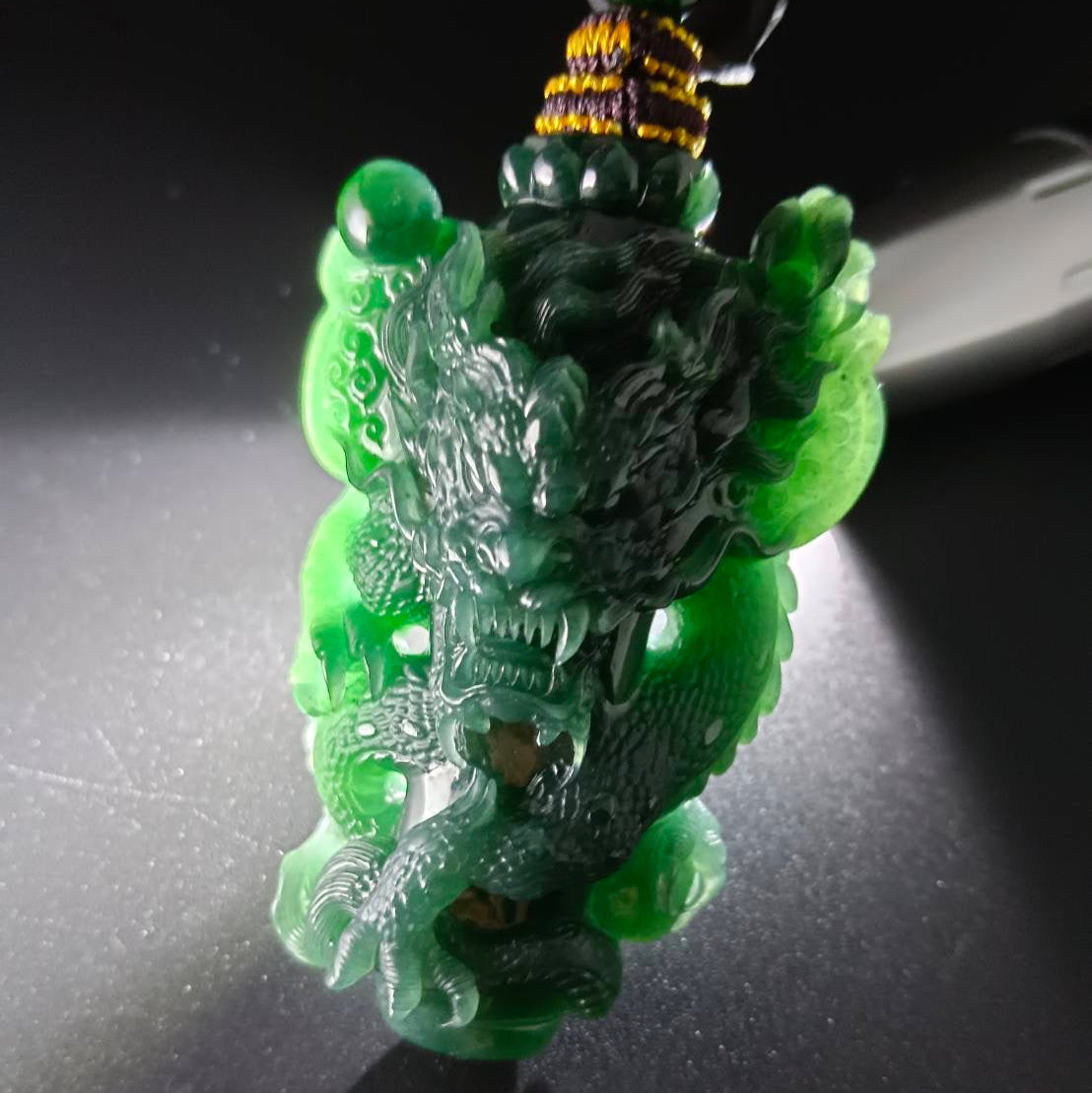 #1028 GIA Certified Type A Jadeite, Dragon Pillar Pendant
