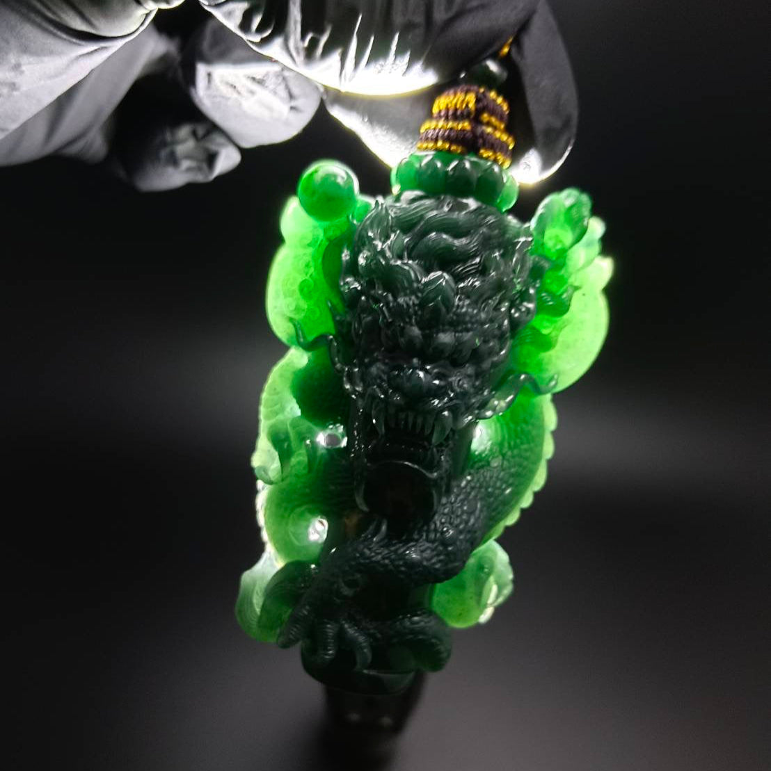 #1028 GIA Certified Type A Jadeite, Dragon Pillar Pendant