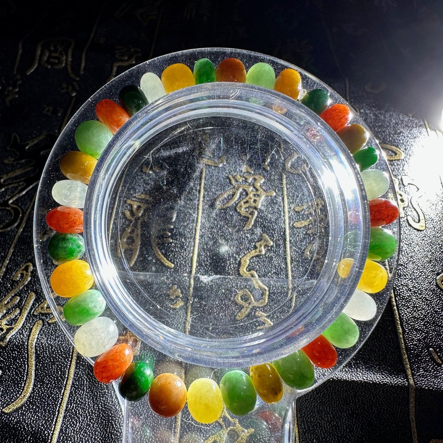 #5 Mason-Kay Certified Icy Translucent Natural Burma Jadeite Jade Multi-Color Bead Bracelet, 7+ mm beads